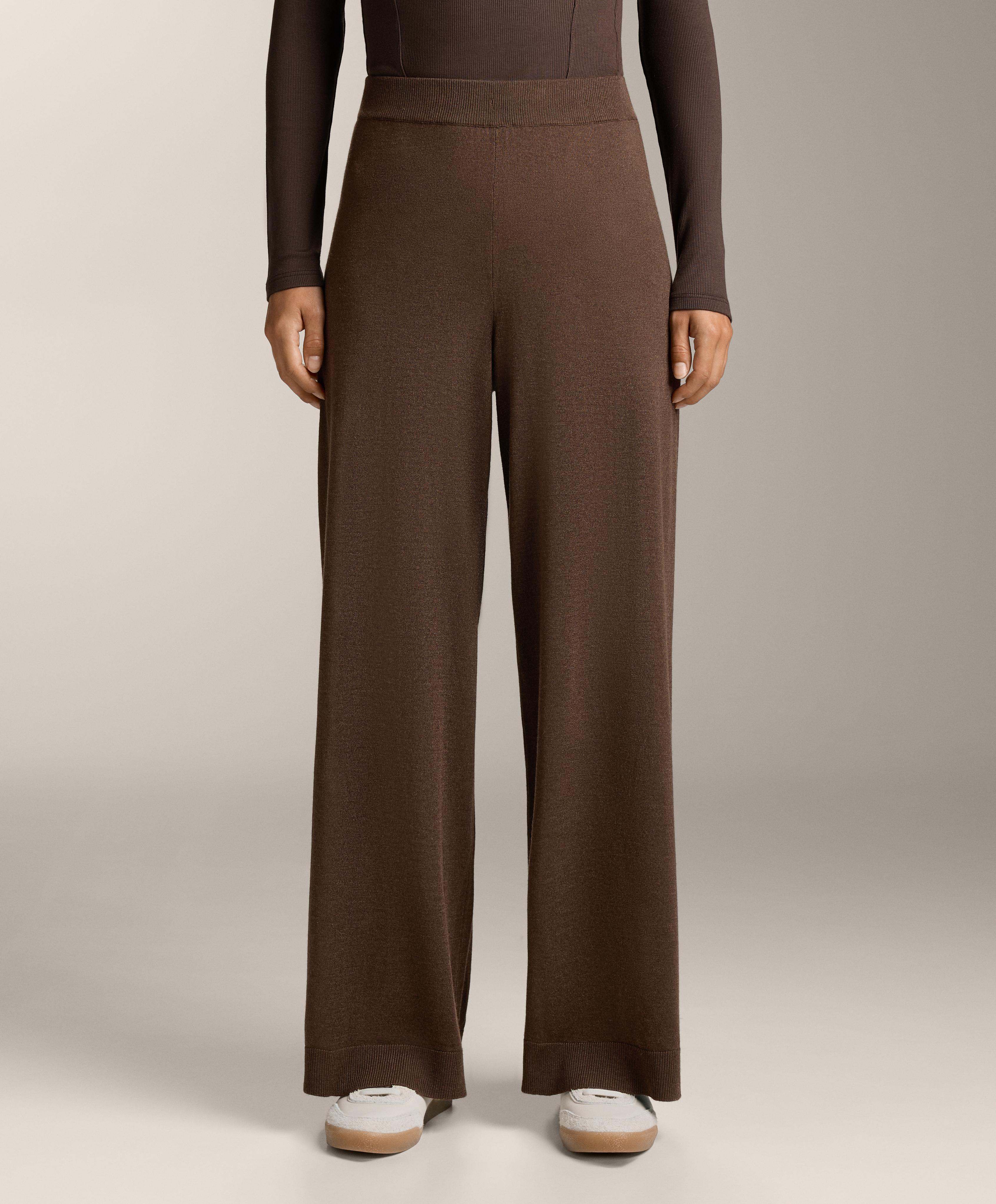 Proste spodnie z dzianiny z 10% kaszmirem Proste spodnie z dzianiny z 10% kaszmirem