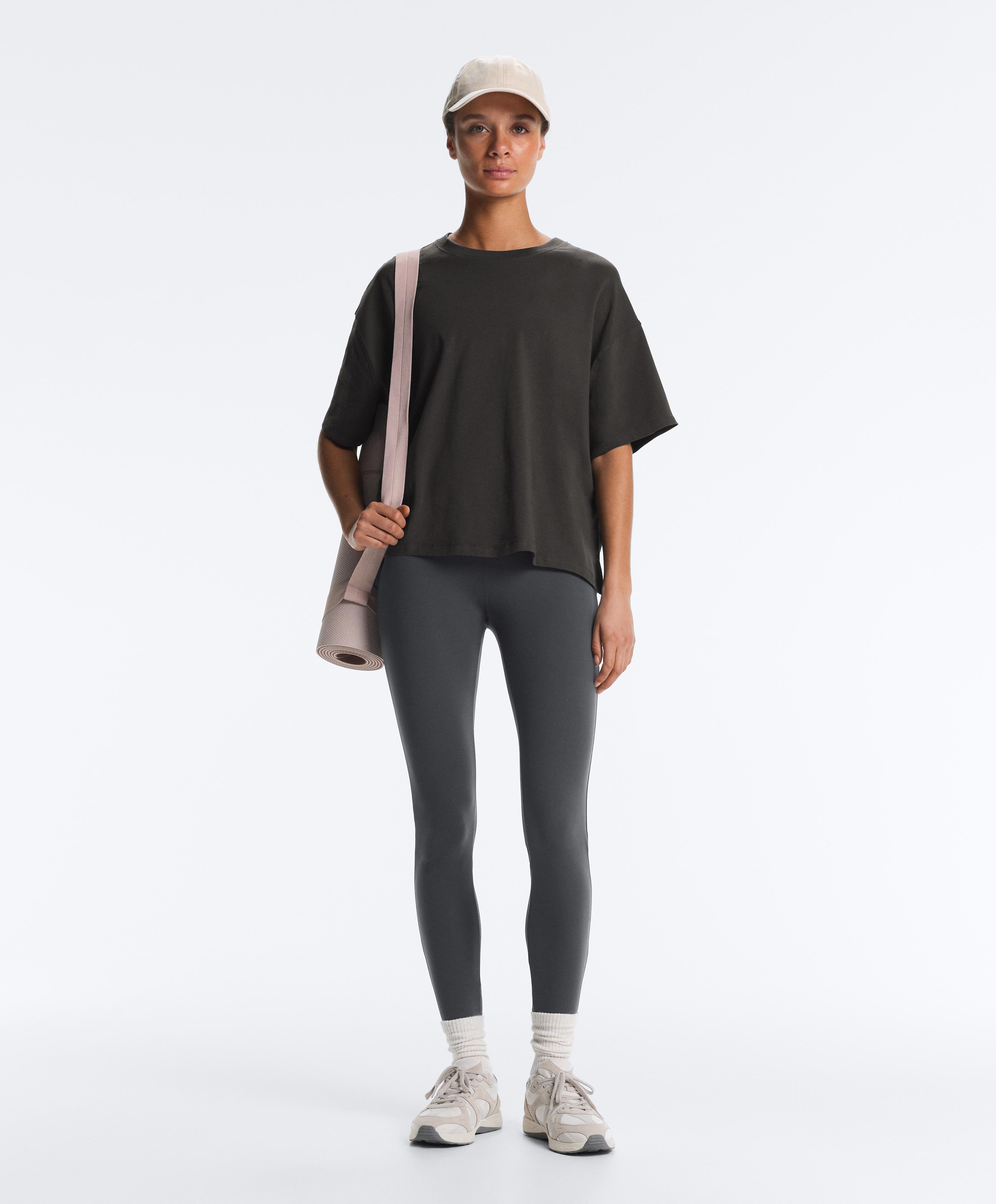 Boxy short-sleeve cotton blend T-shirt — ASPHALT