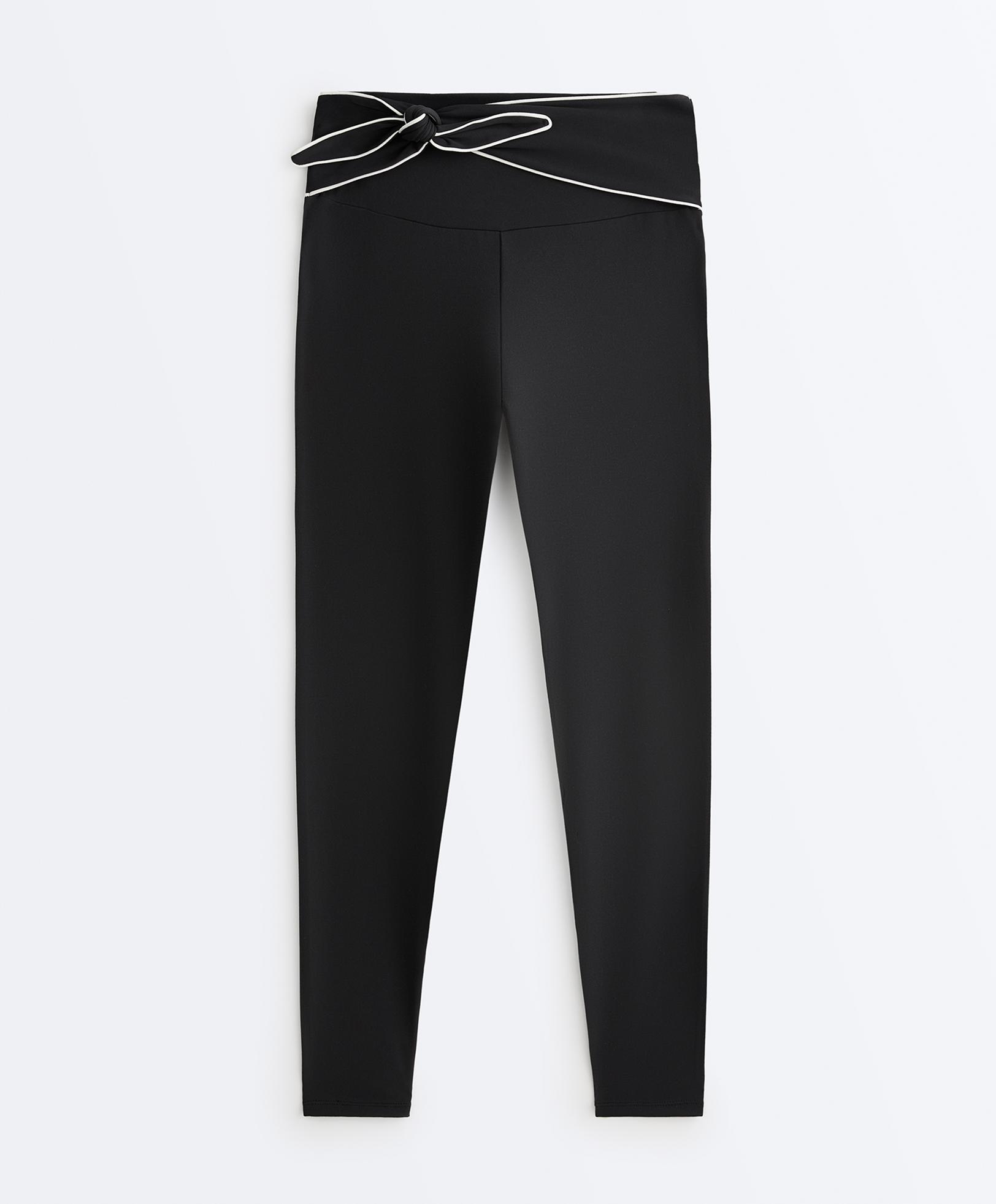 Comfortlux high-rise ankle-length leggings with bow — BLACK