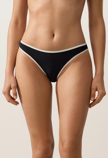 Contrast trim classic bikini briefs — BLACK 1