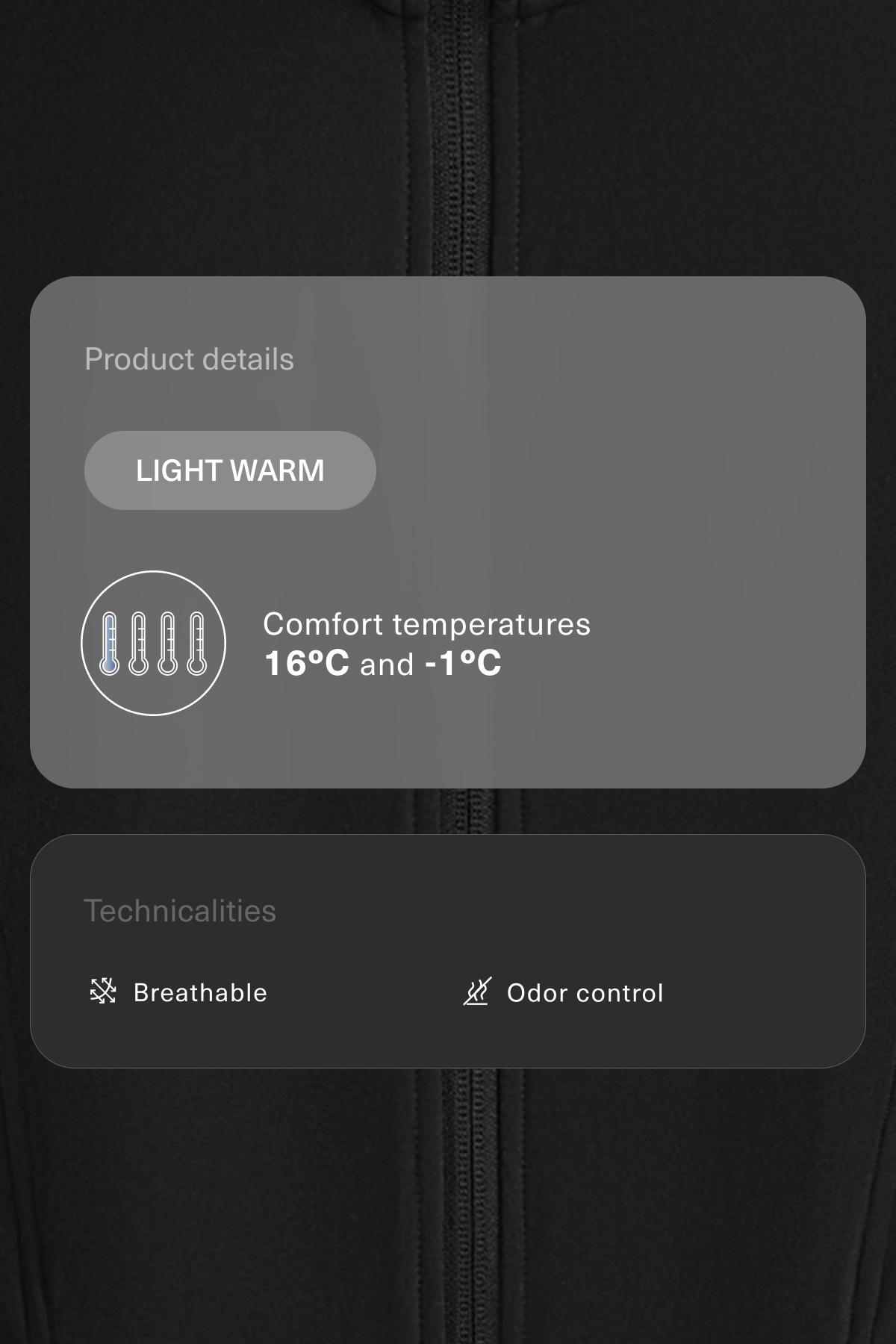 Long light warm technical jacket — BLACK