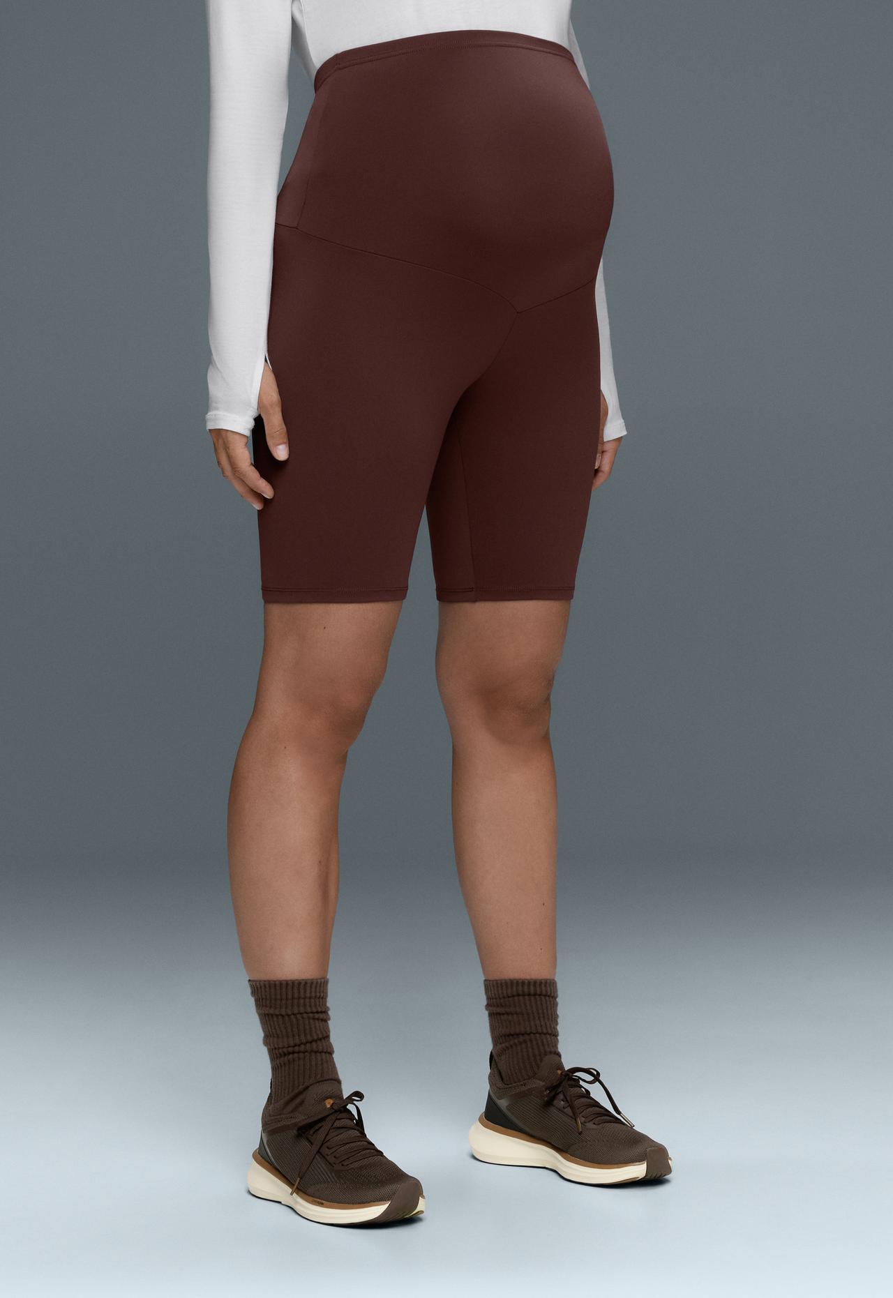 Maternity Comfortlux 20cm biker leggings — CHOCOLATE
