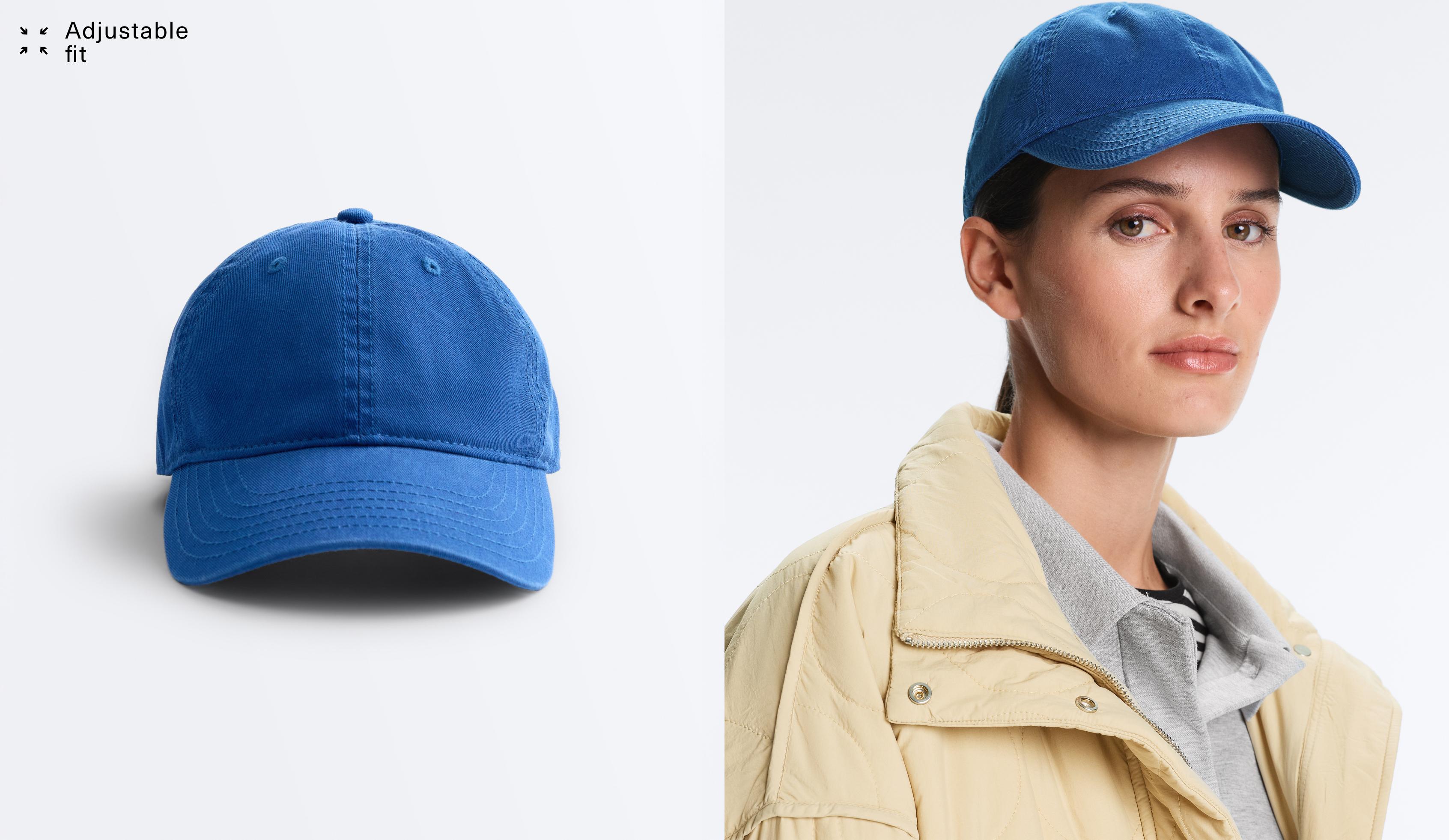 Washed-effect 100% cotton cap — COBALT