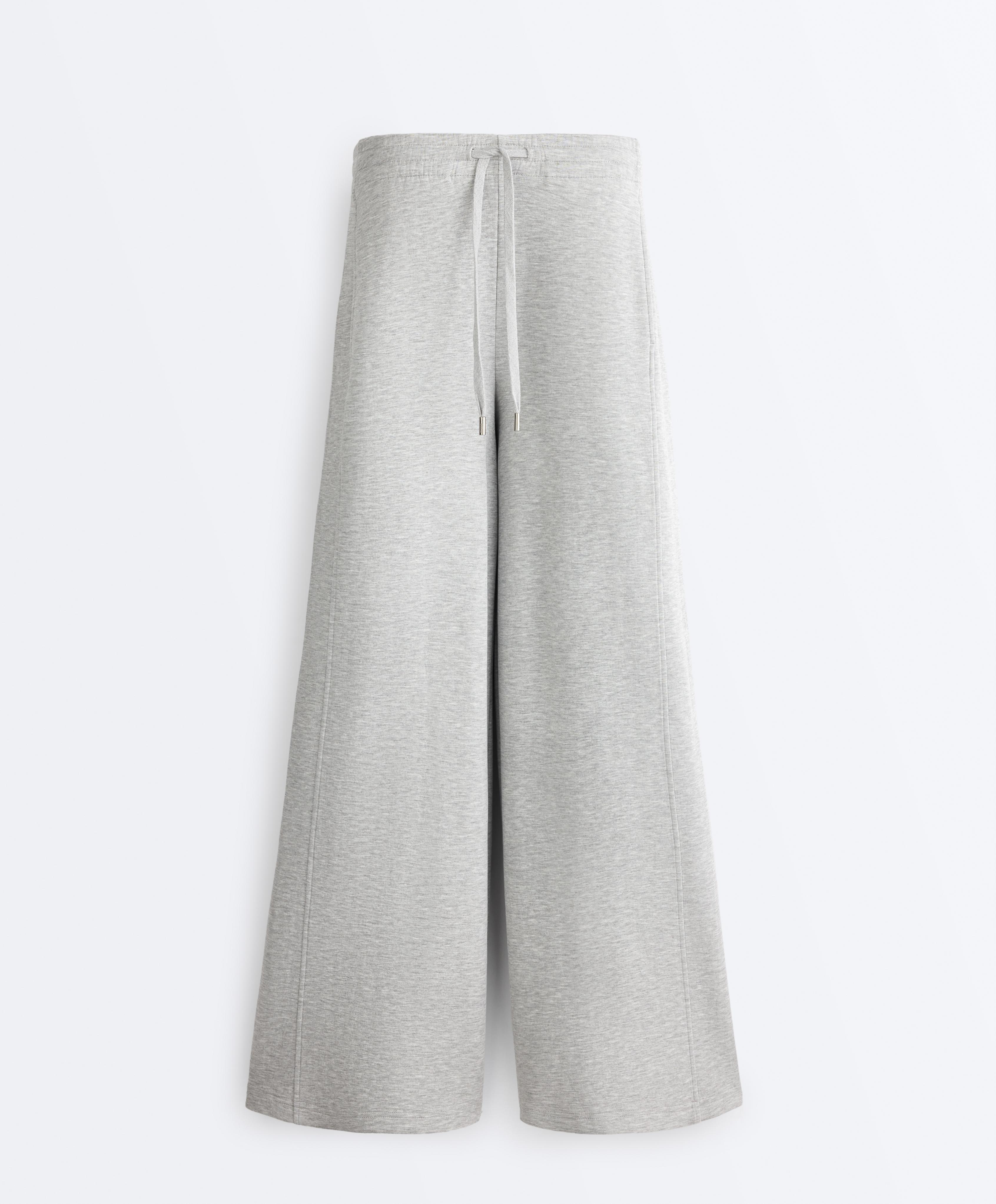 Melange piqué straight-leg trousers