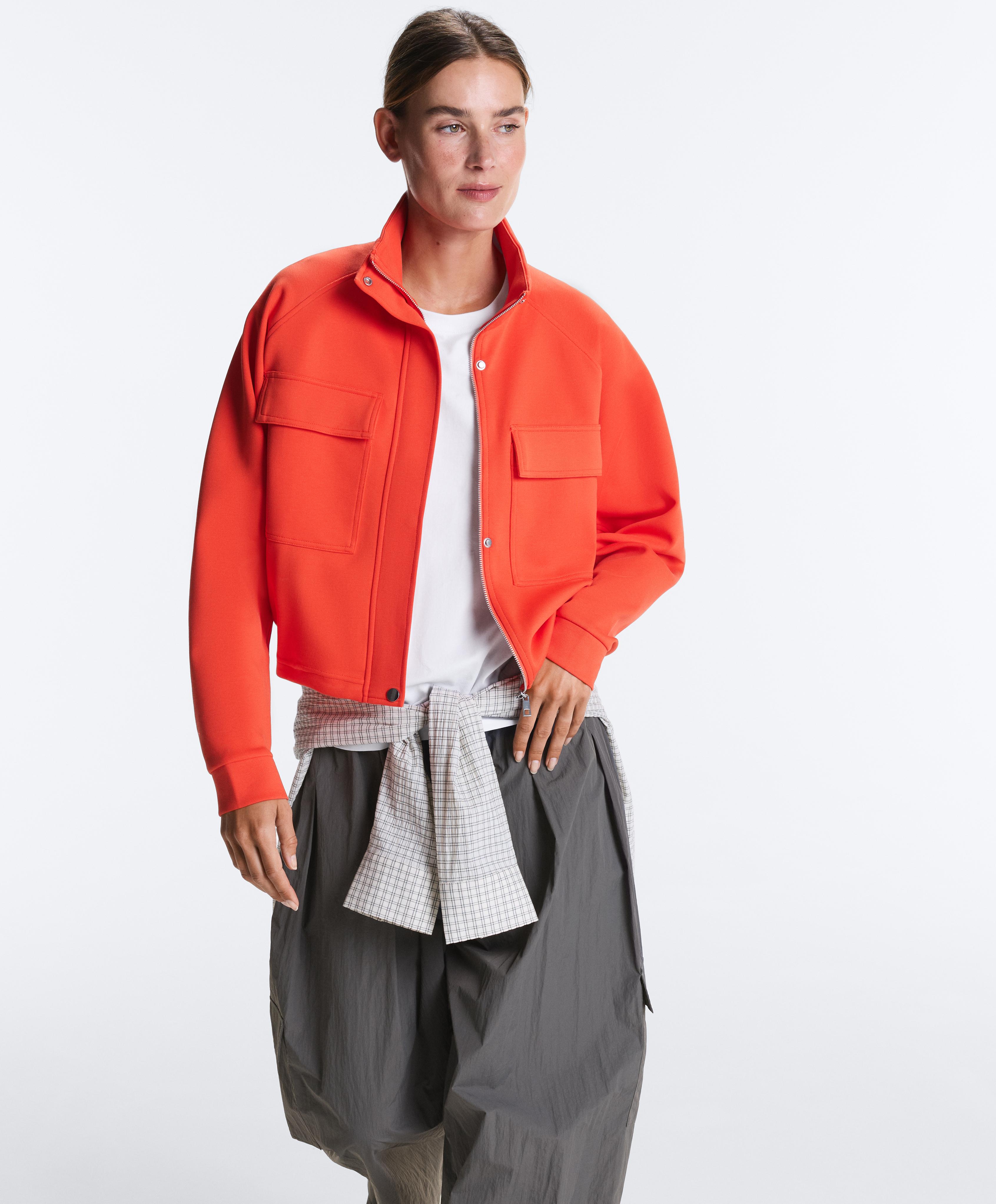 Cotton piqué pocket jacket — BRIGHT ORANGE