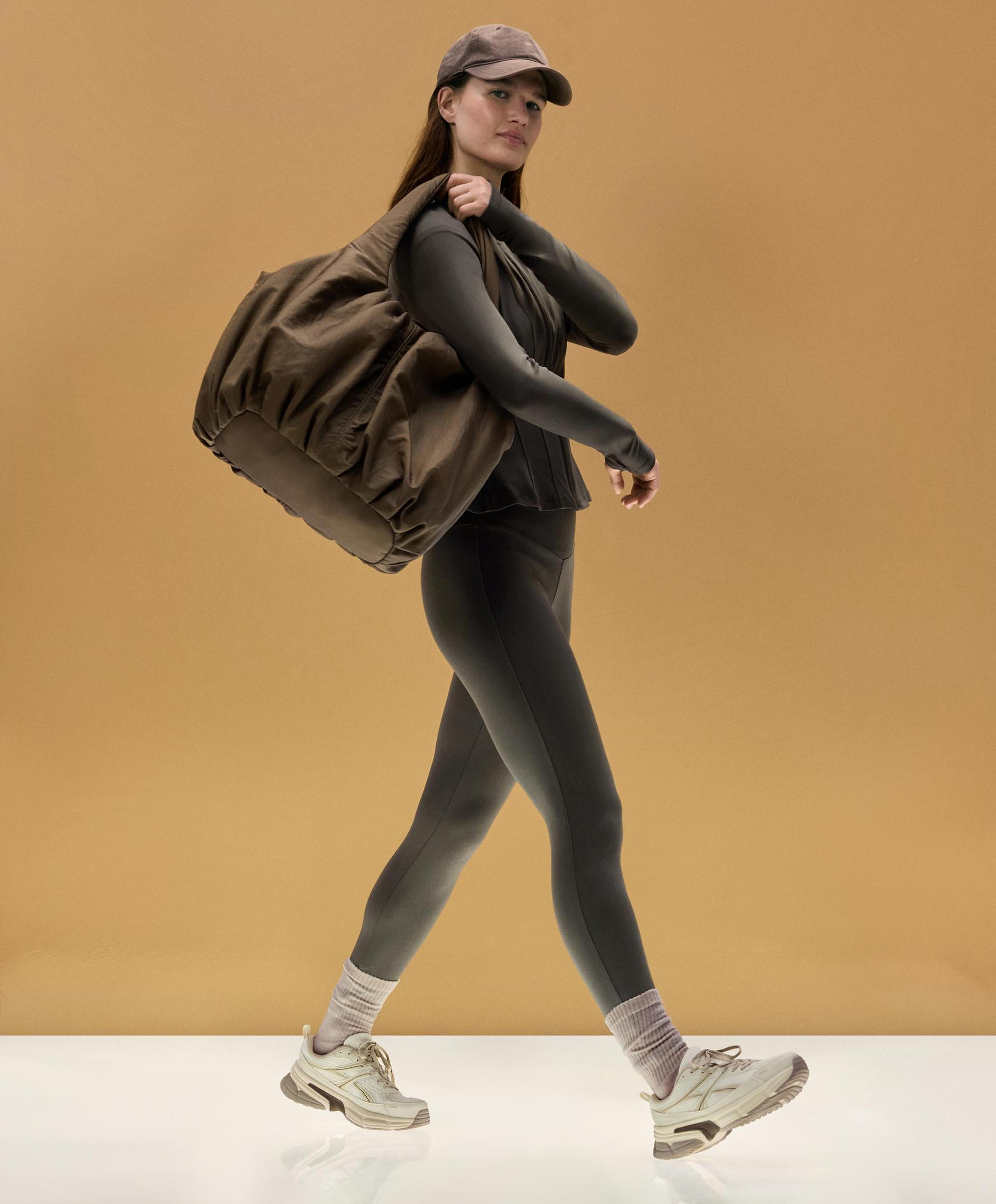 Gathered shopper bag — BROWN