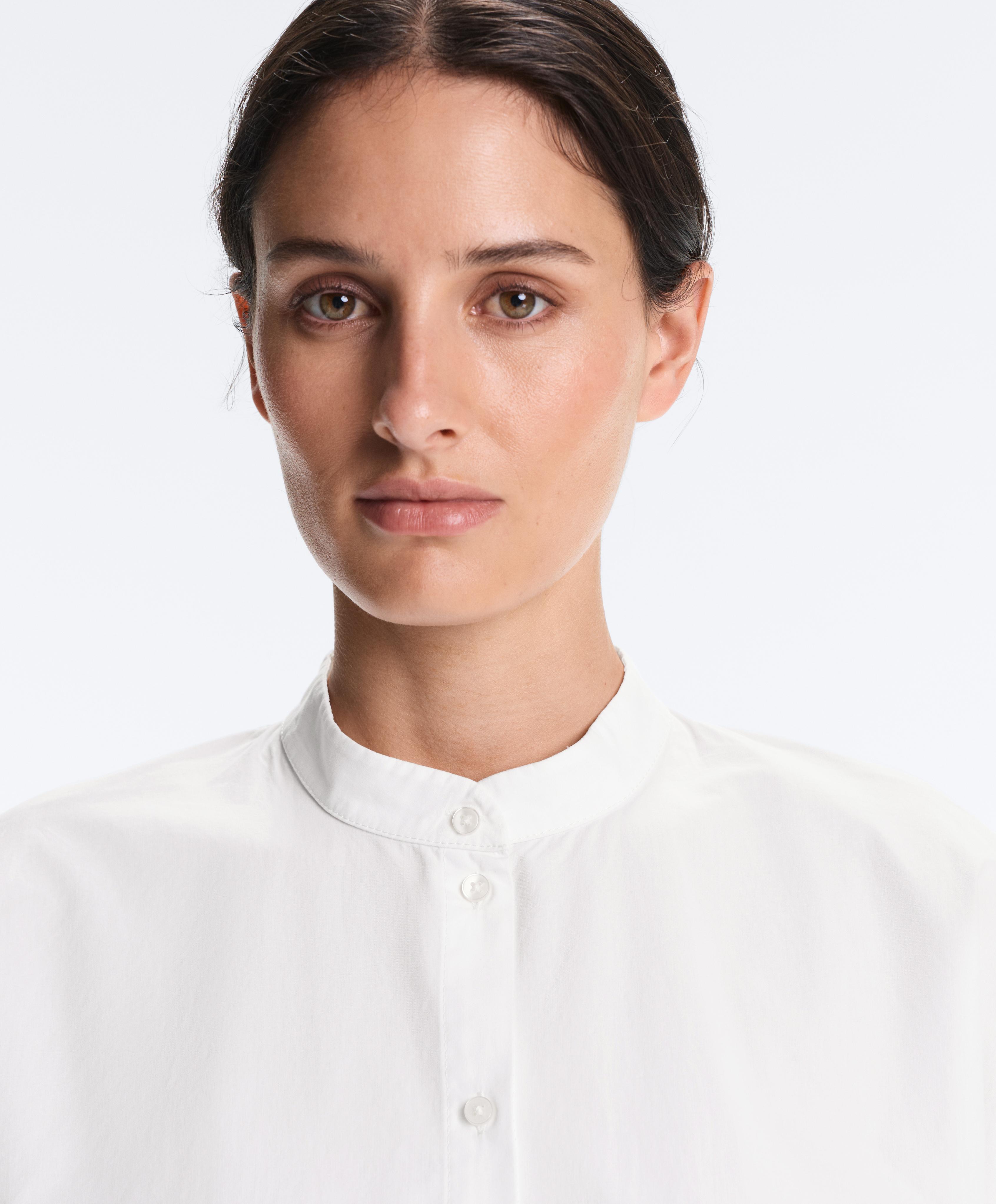 100% cotton stand-up collar shirt — WHITE 