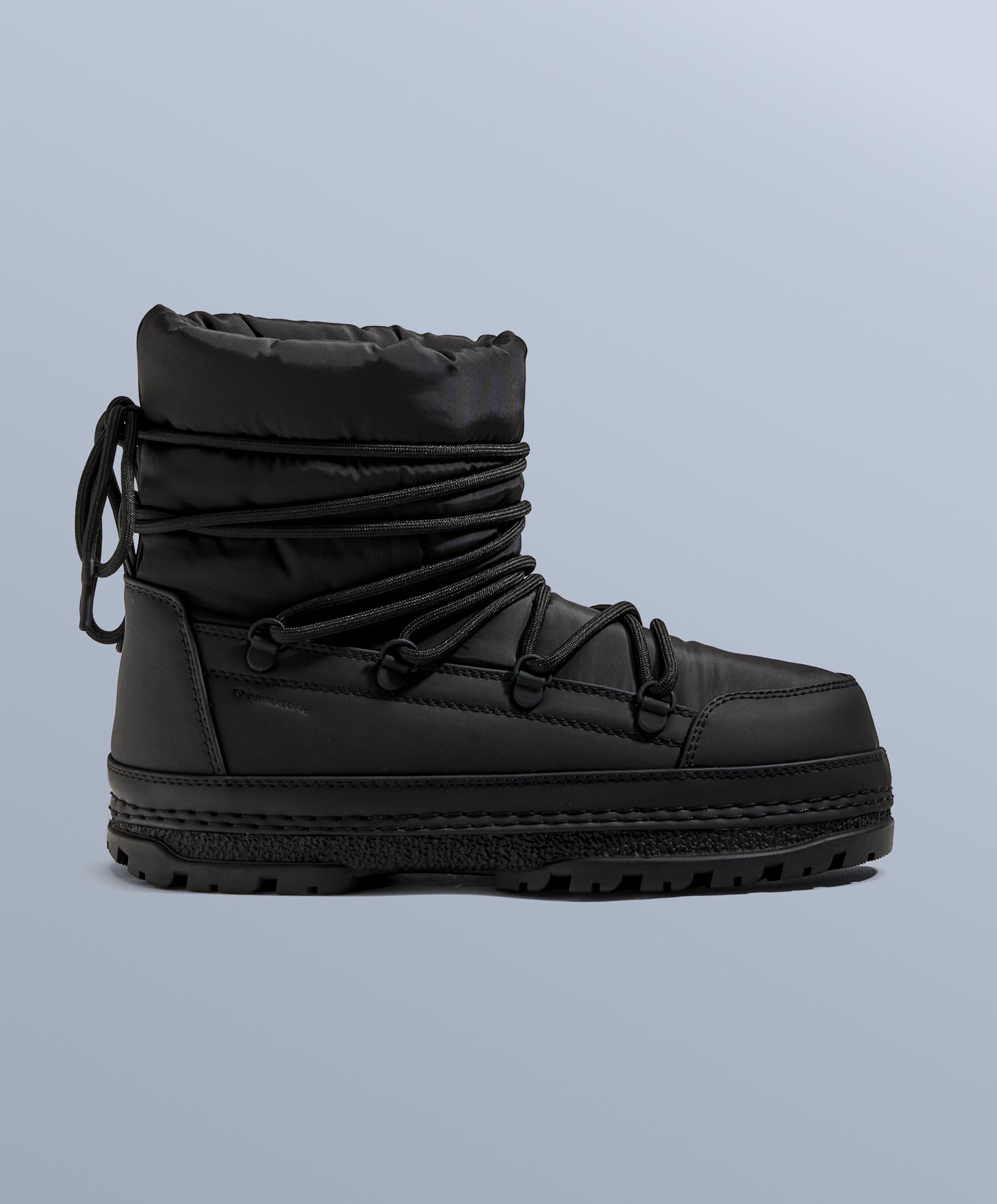 Lace-up nylon après-ski boots — BLACK