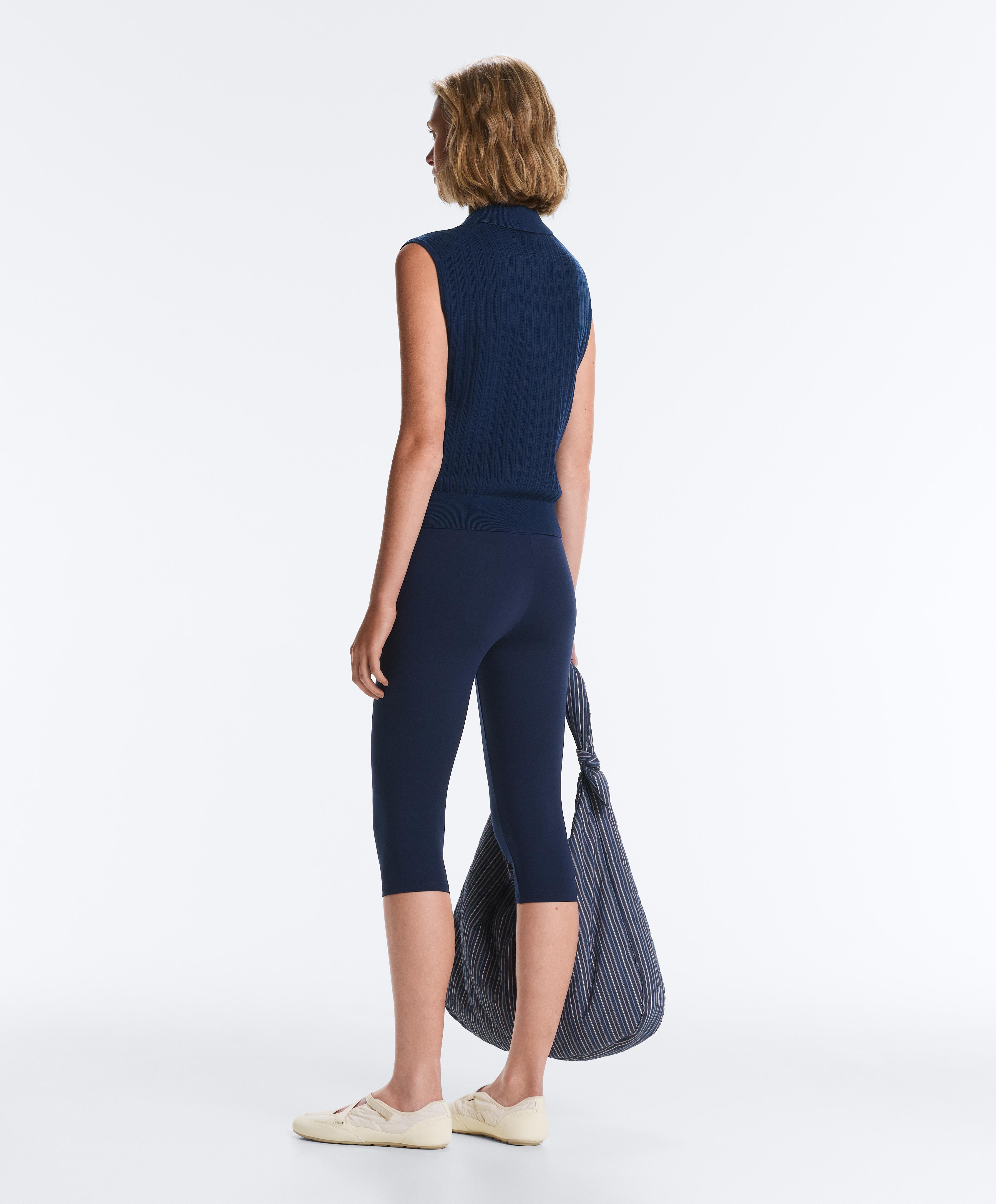 Sleeveless open knit jumper — NAVY BLUE
