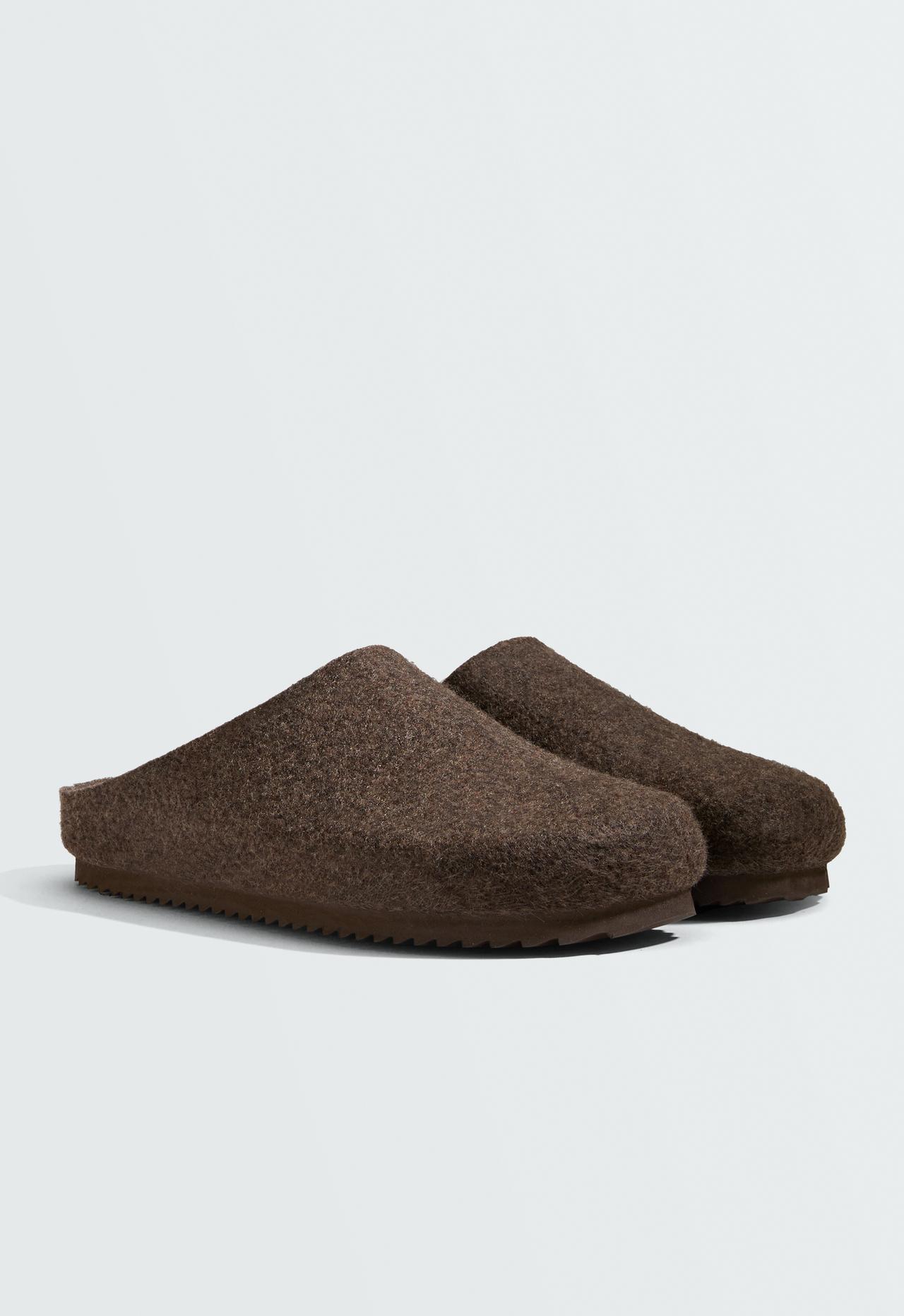 Felt Mule Clog — BROWN