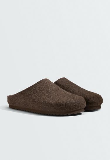 Felt Mule Clog — BROWN 2