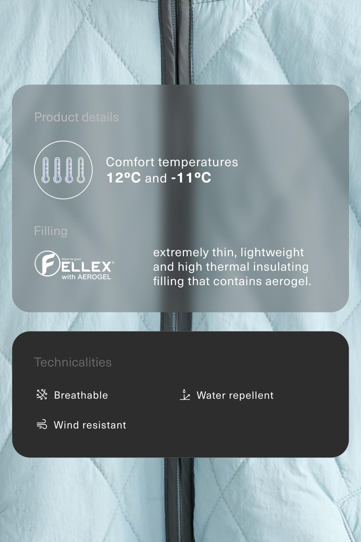 Water-repellent FELLEX® AEROGEL padded jacket — DUSTY-BLUE