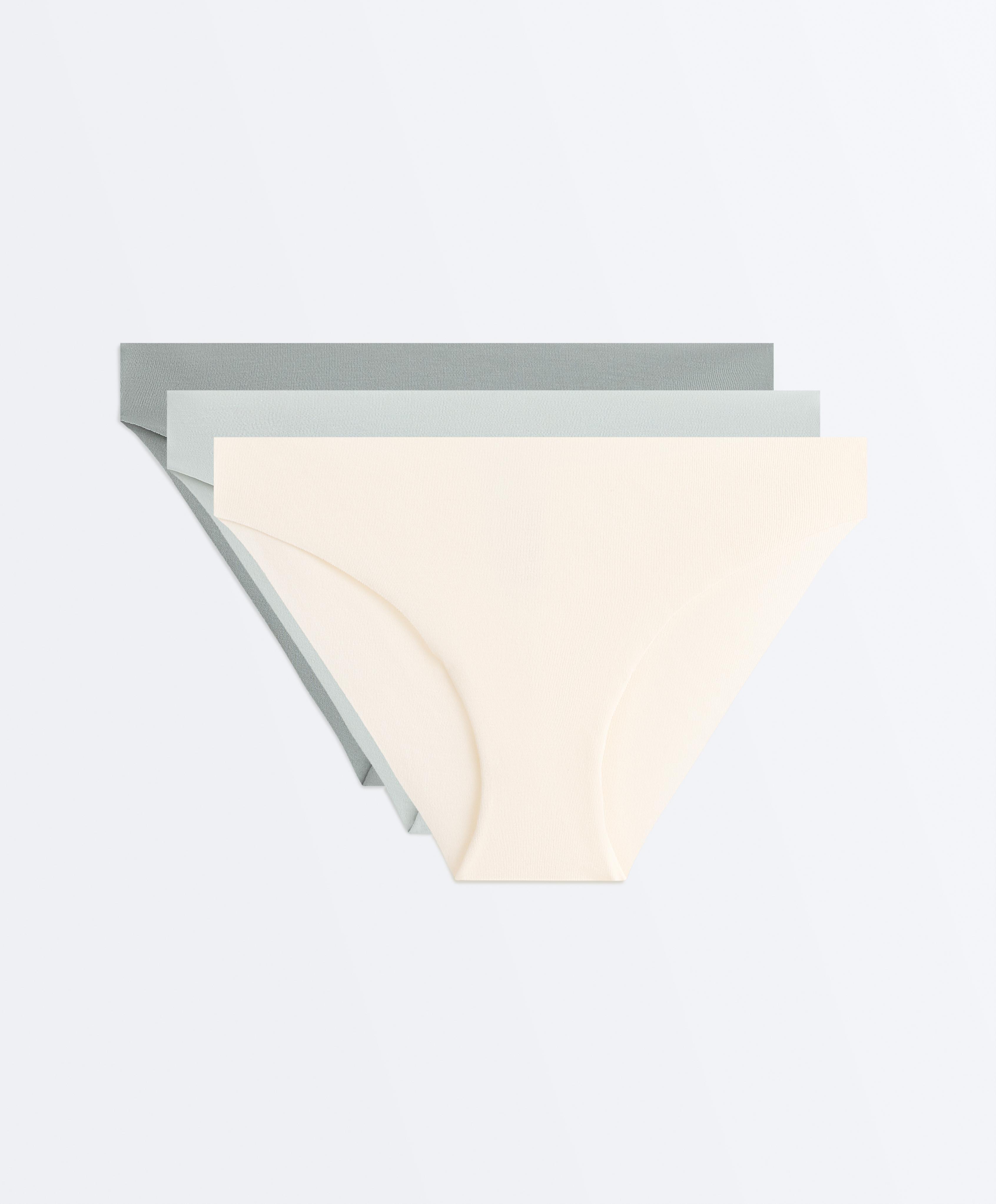 3 invisible cotton blend classic bikini briefs — BLUE GREEN