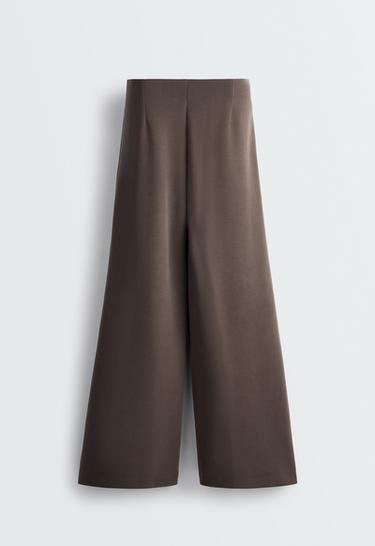 Wide striped trousers with modal — BROWN 8