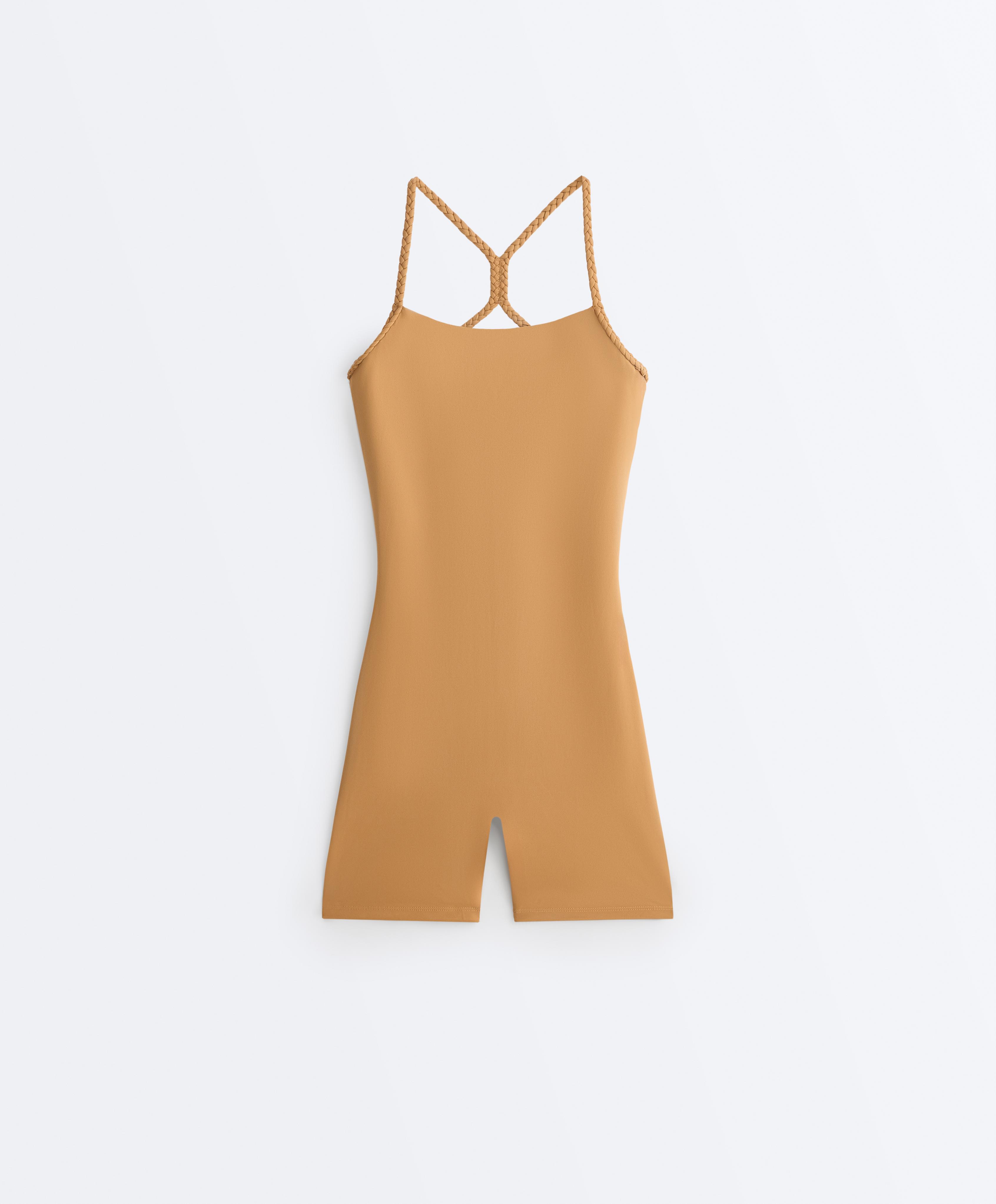 Comfortlux braided short jumpsuit — MUSTARD