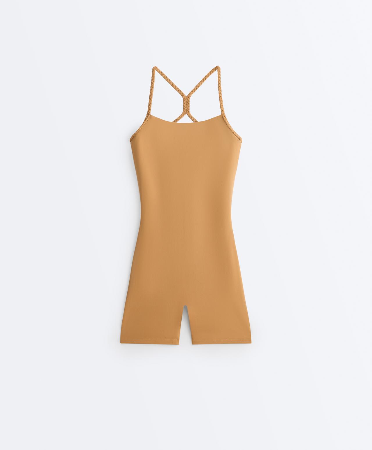 Comfortlux braided short jumpsuit — MUSTARD