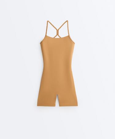 Comfortlux braided short jumpsuit — MUSTARD 10