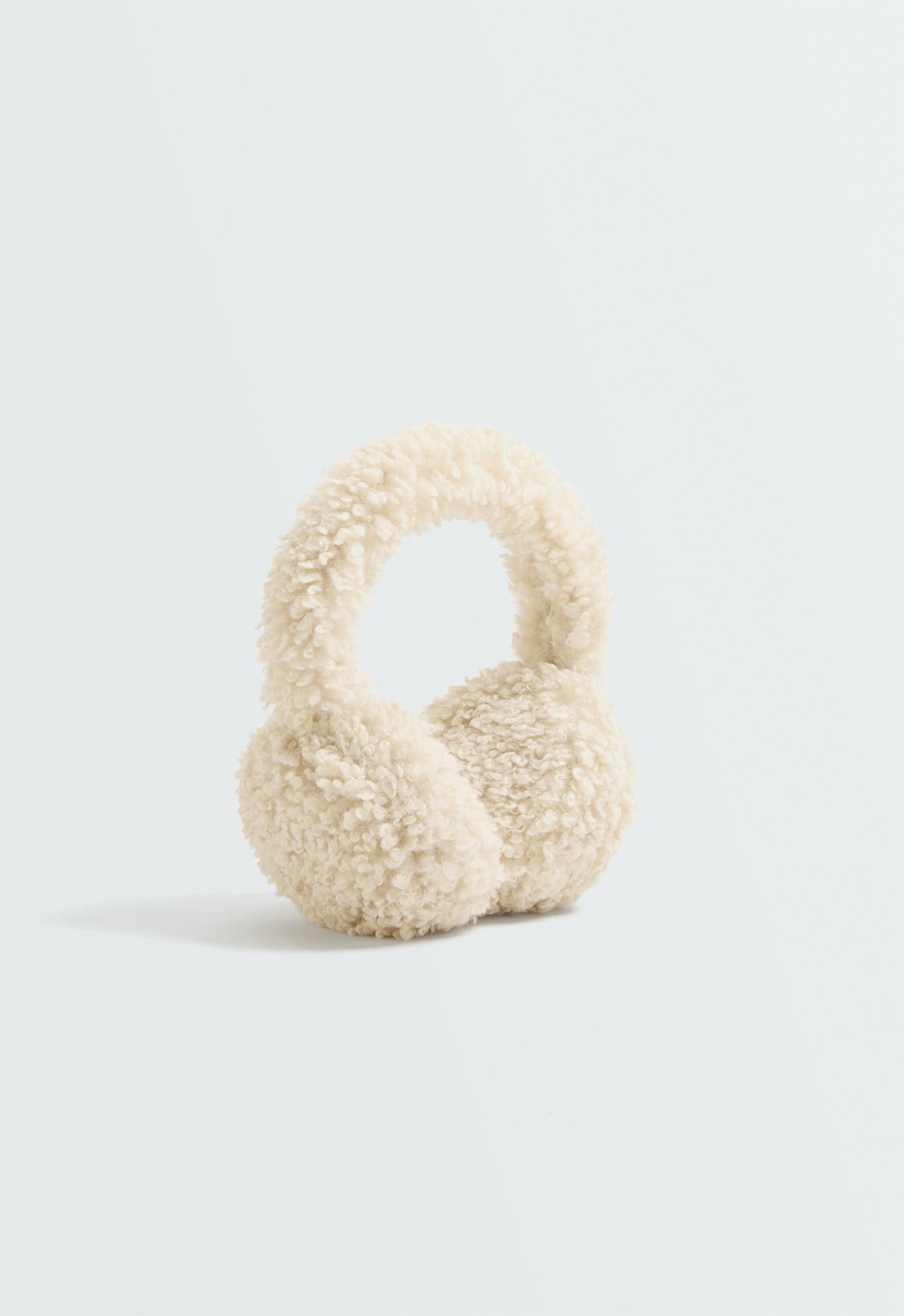 Faux-shearling earmuffs — ECRU