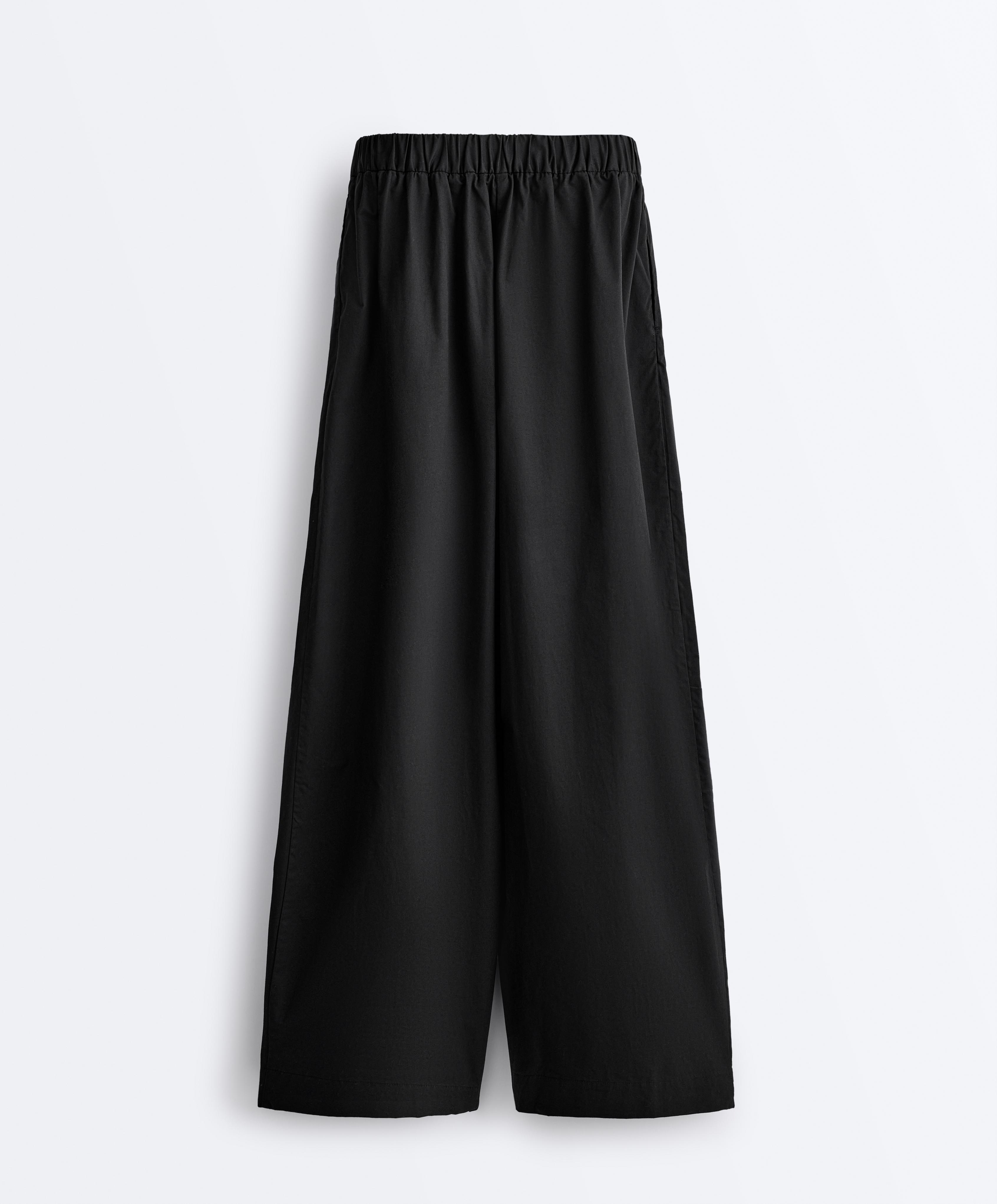 100% cotton tapered trousers — BLACK