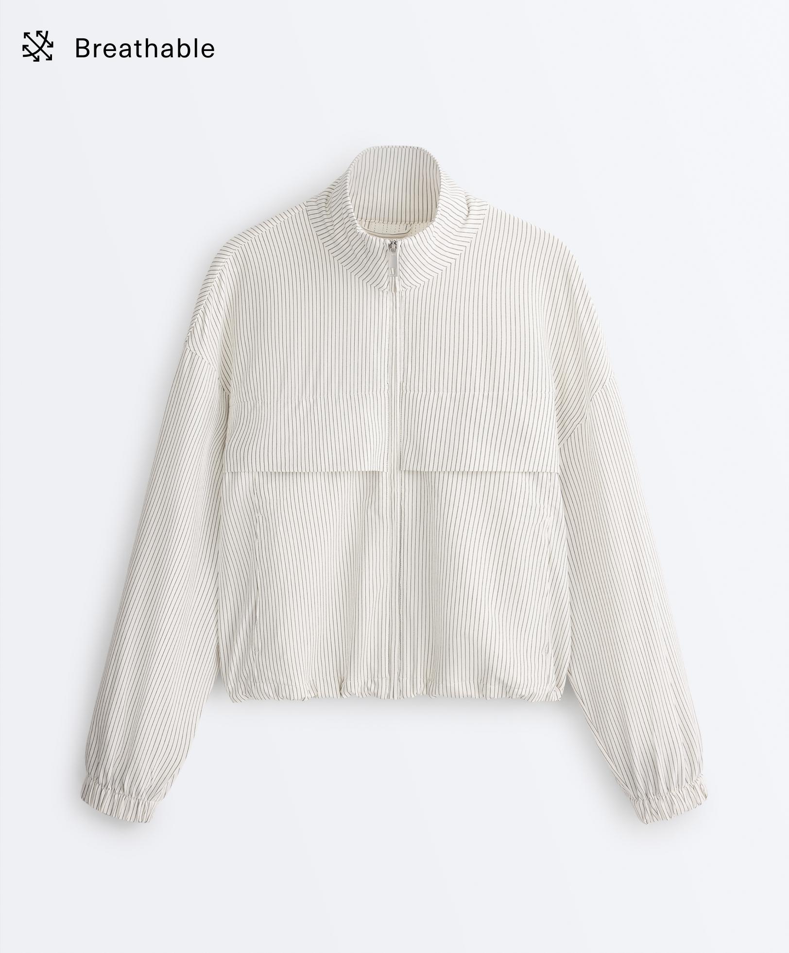 Striped stretch overlay jacket — WHITE
