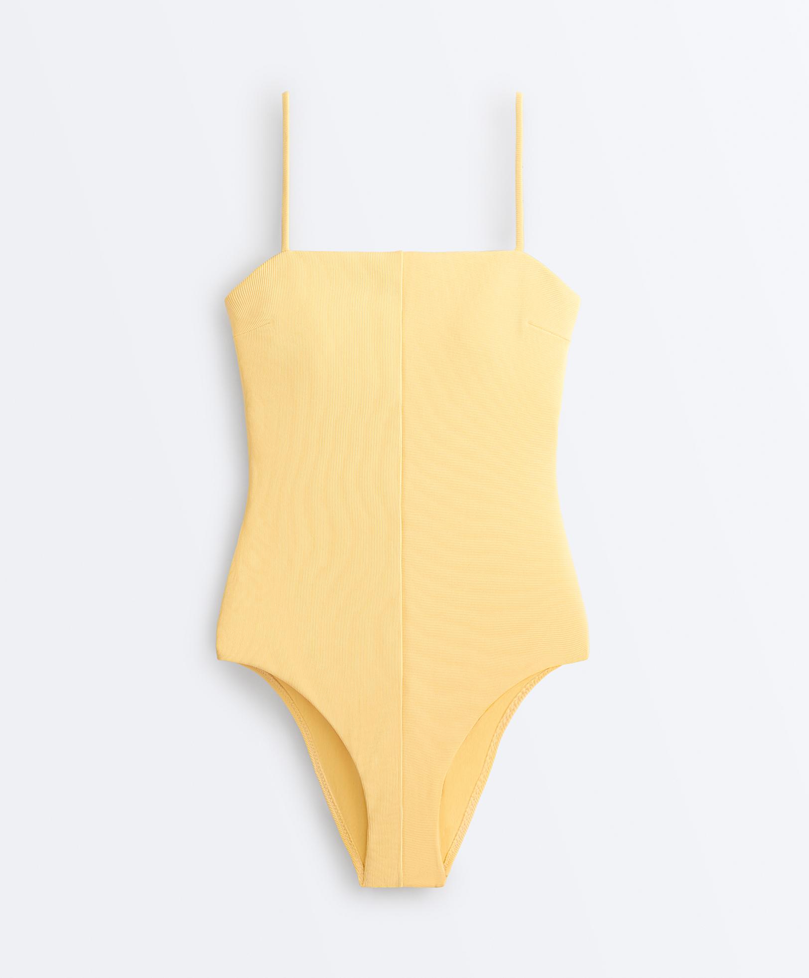 Rib bandeau swimsuit — SOFT YELLOW