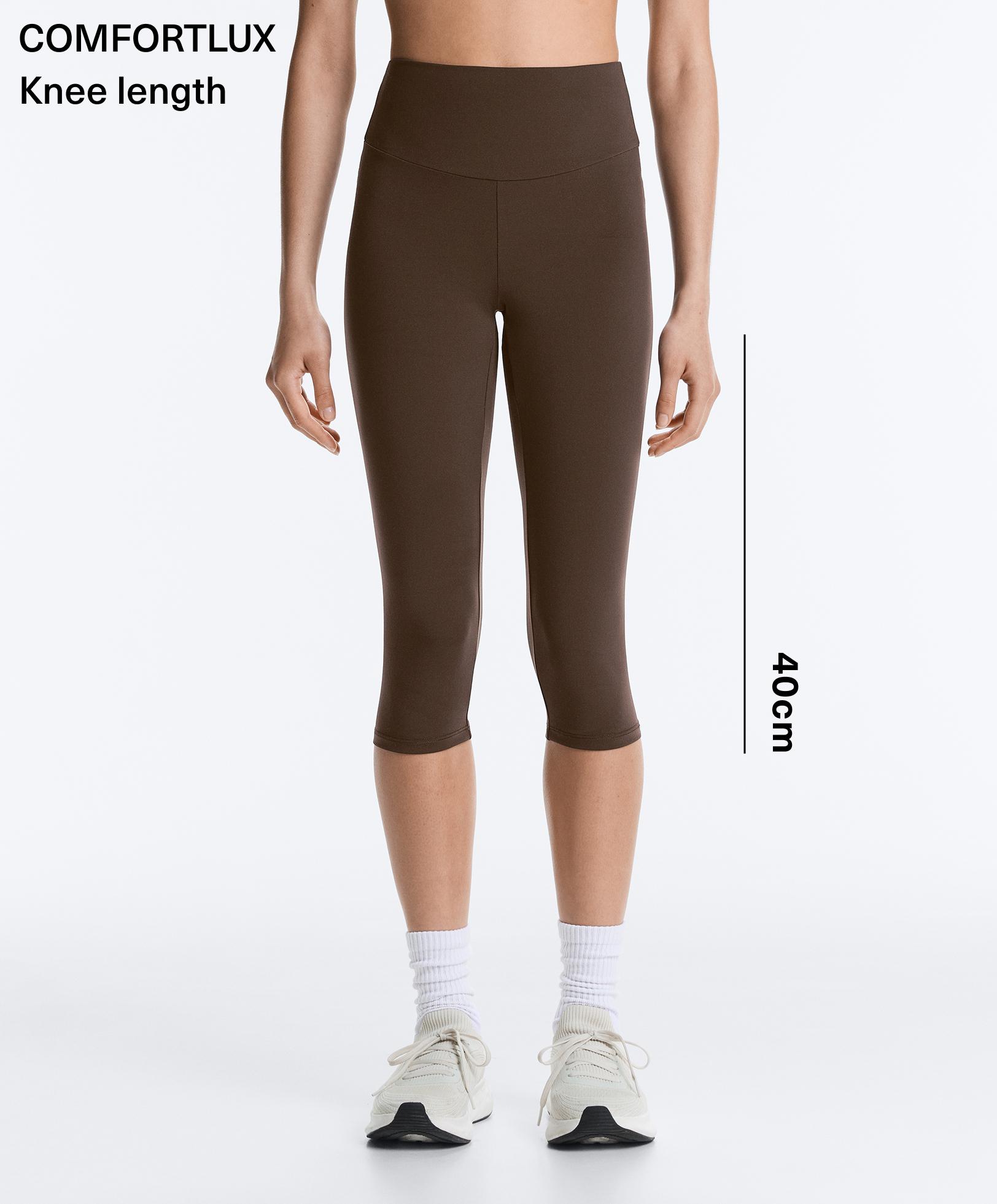 Comfortlux high-rise 40cm knee-length leggings — DARK BROWN