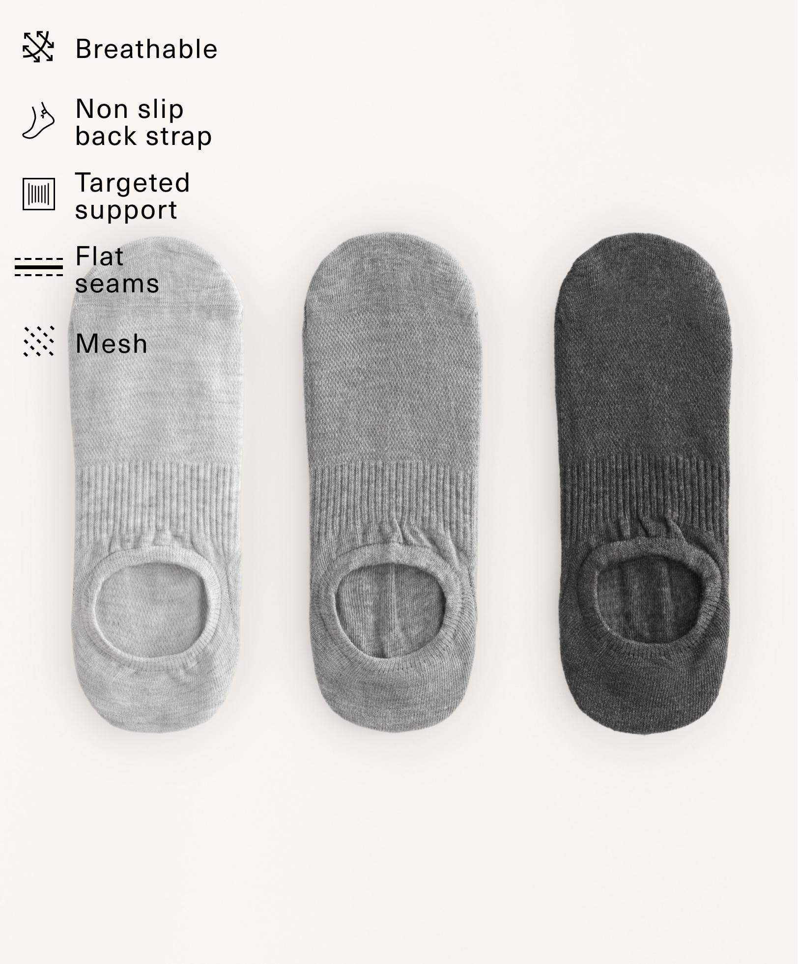 3 pairs of high-cut cotton blend invisible sports socks 3 pairs of high-cut cotton blend invisible sports socks