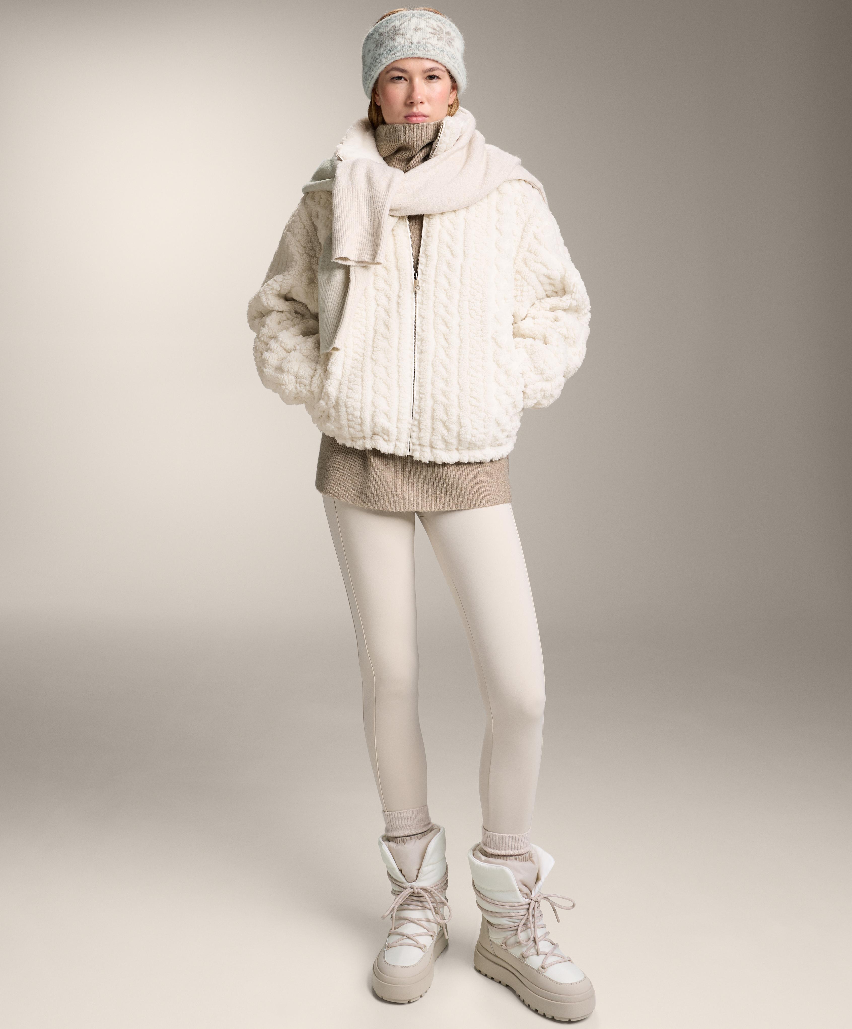 Cable-knit faux-shearling jacket — ECRU