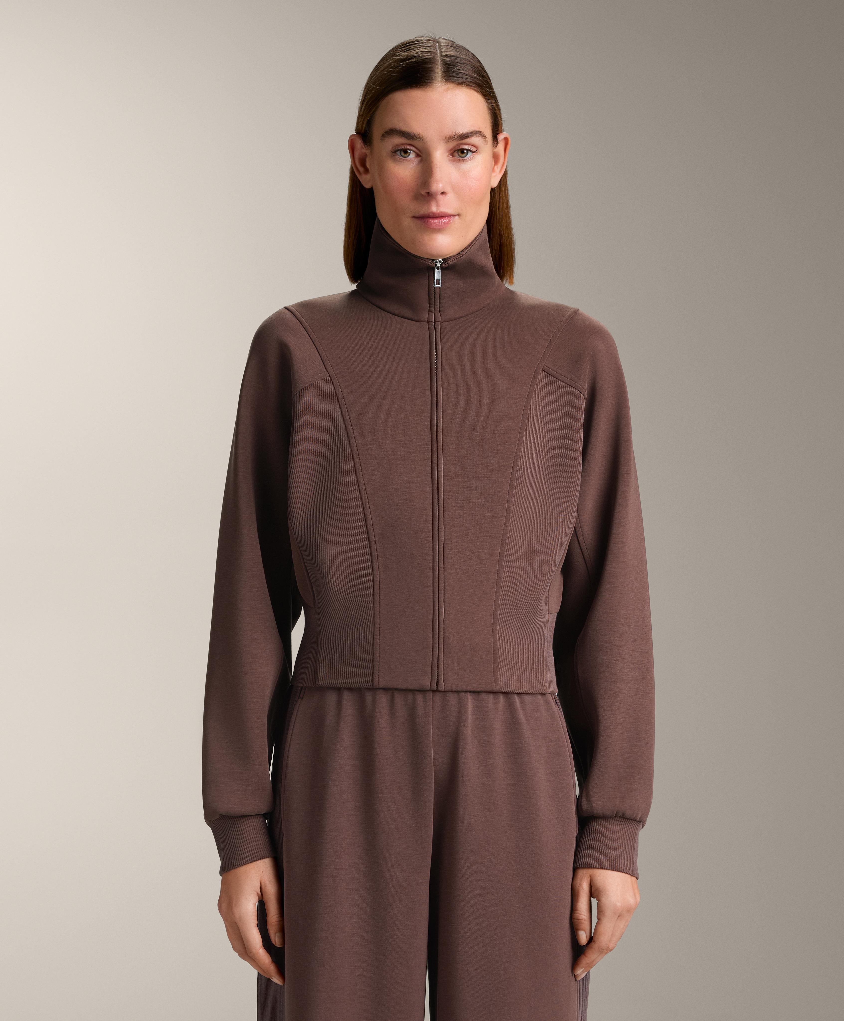 Brushed rib jacket with modal — BROWN