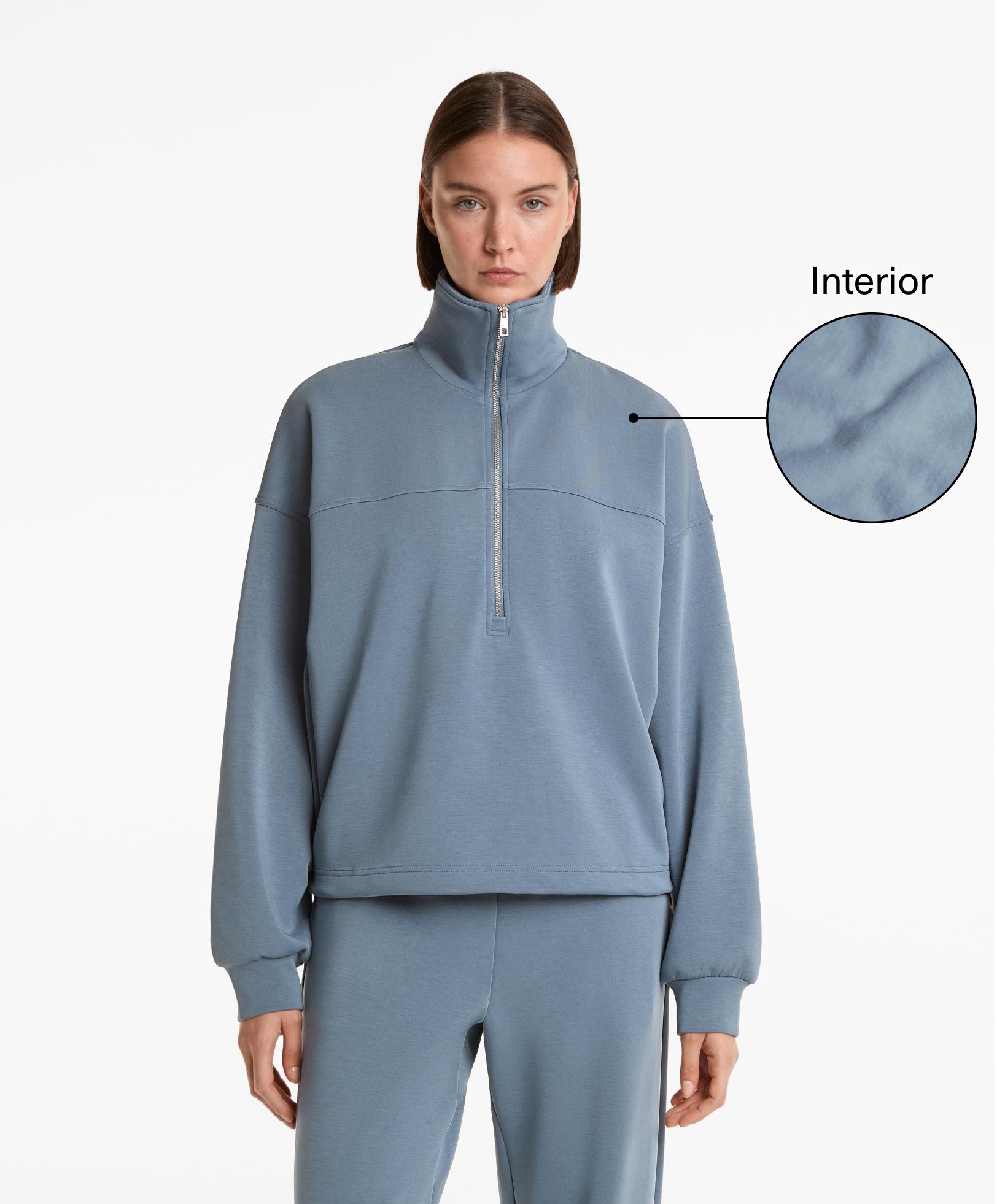 Half-zip sweatshirt with brushed modal