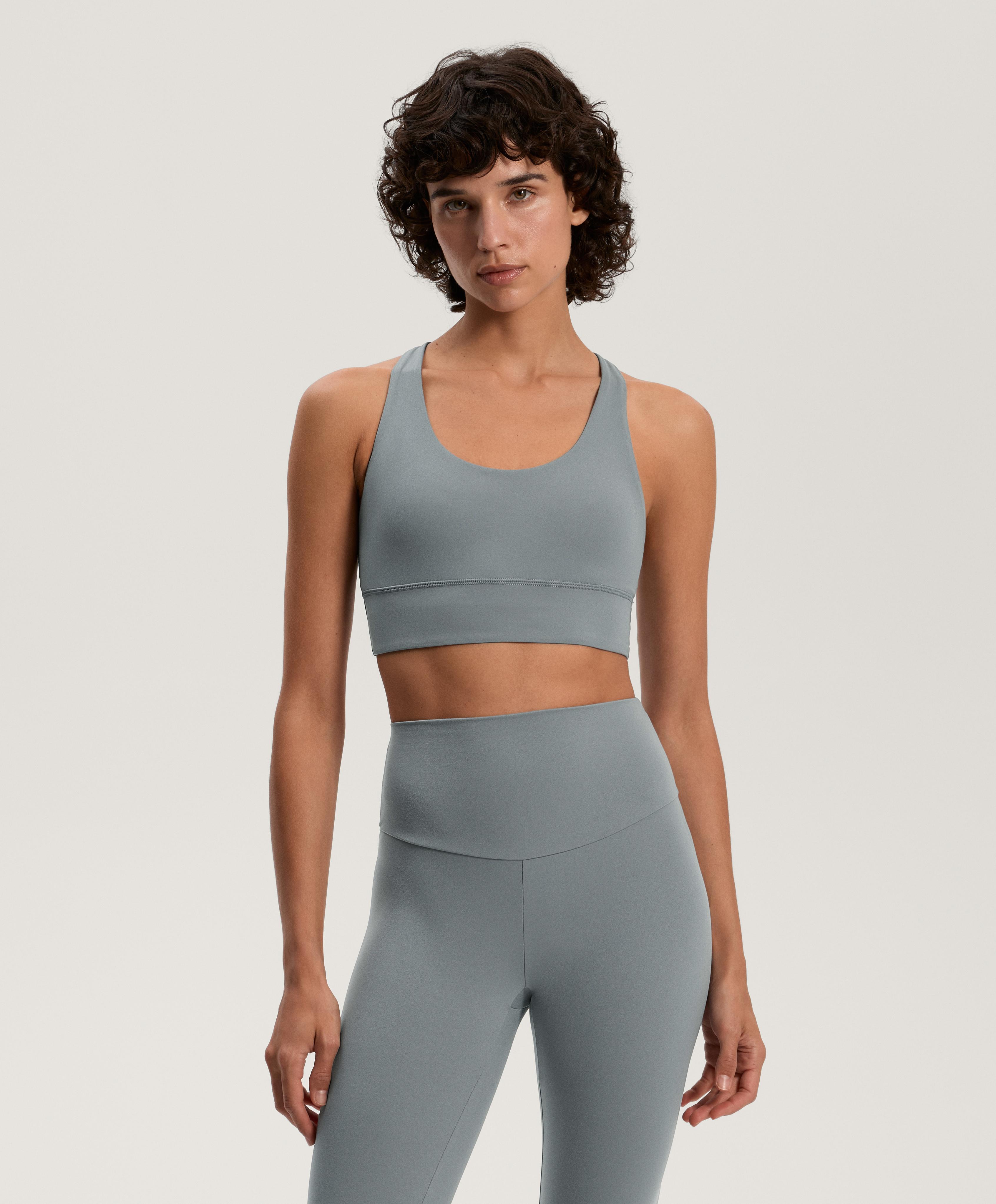 Medium-support Comfortlux sports bra with cups — STEEL BLUE