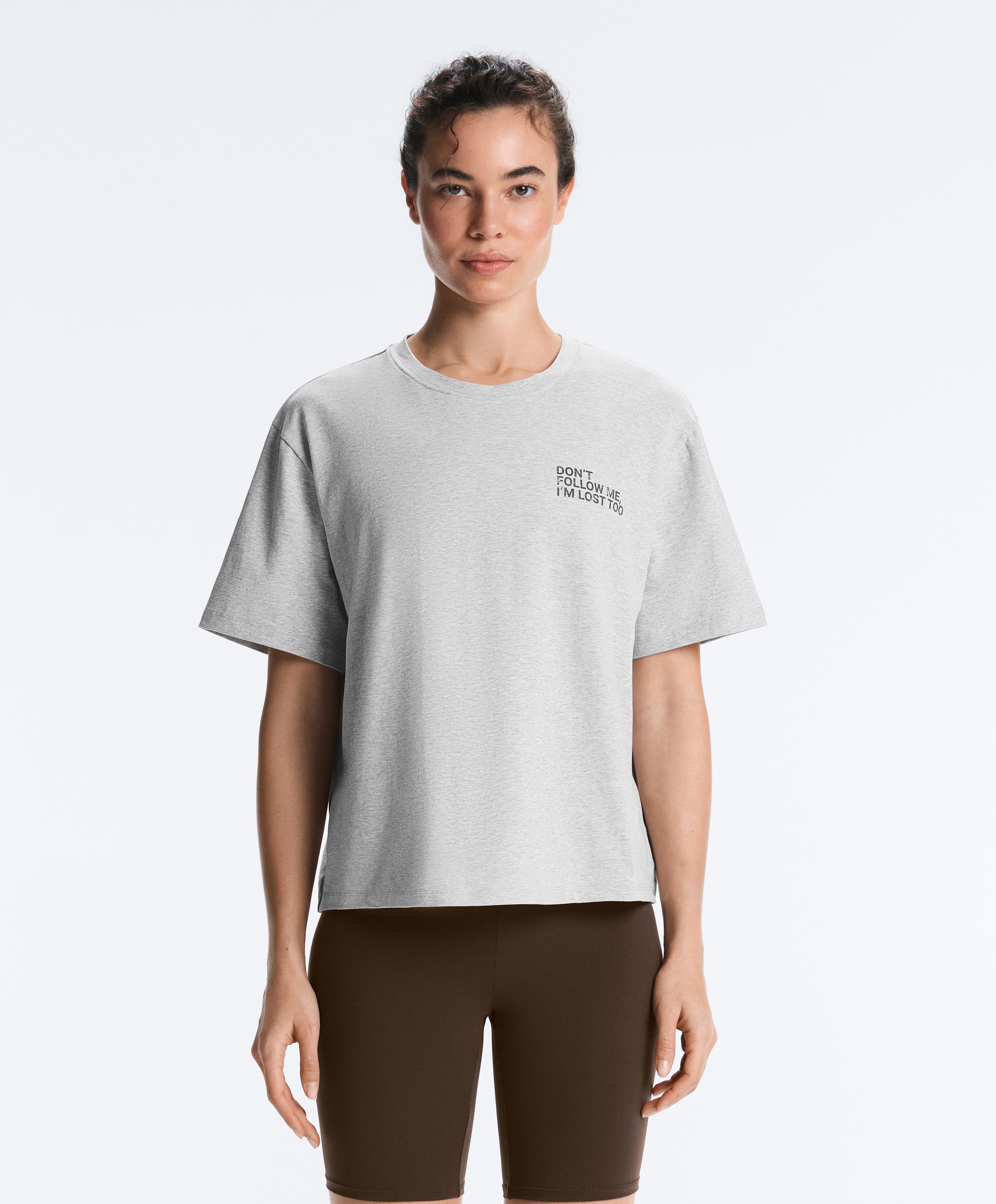 Boxy cotton blend T-shirt with slogan Boxy cotton blend T-shirt with slogan