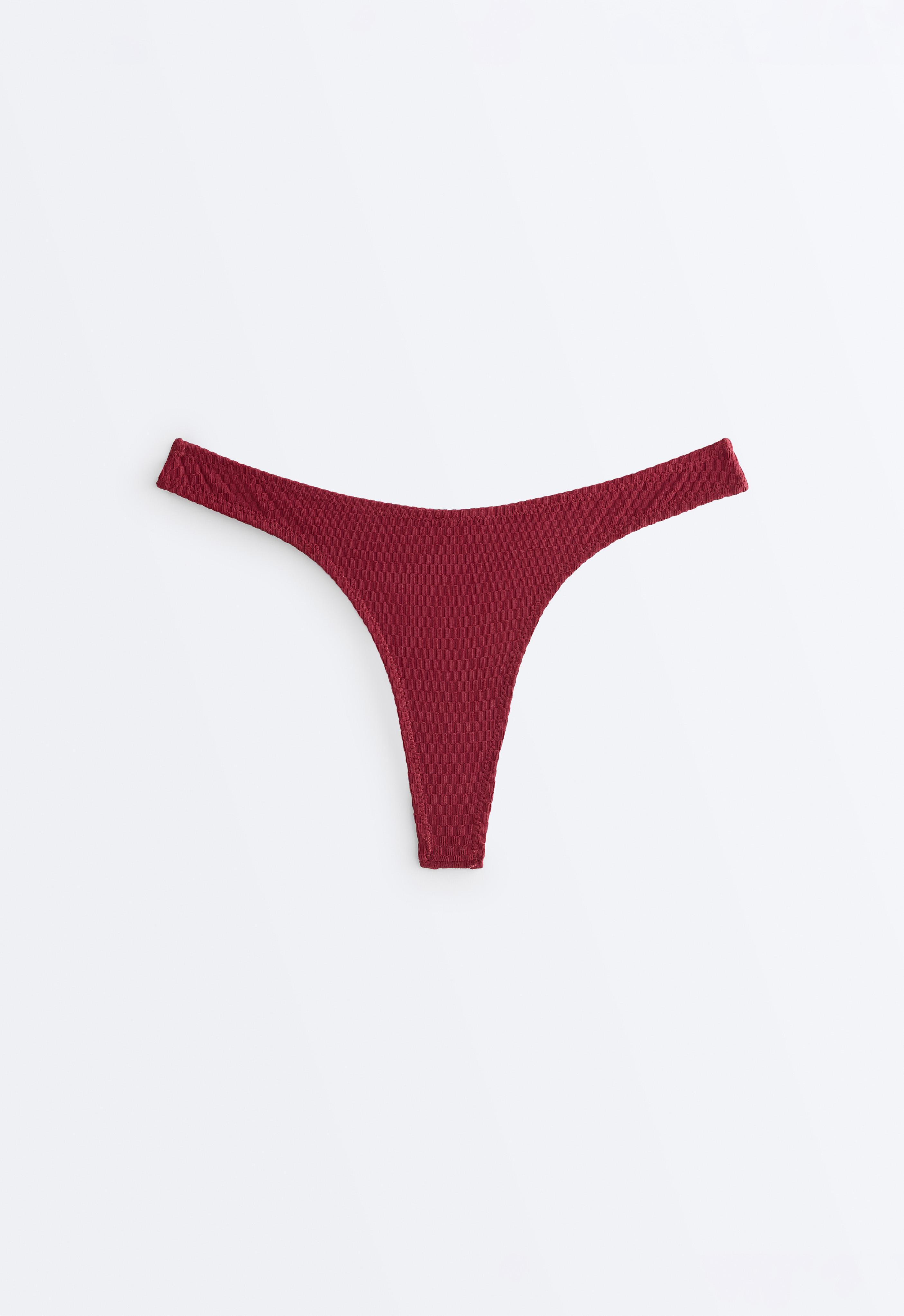 U-cut mini check jacquard Brazilian bikini briefs — PALE PLUM