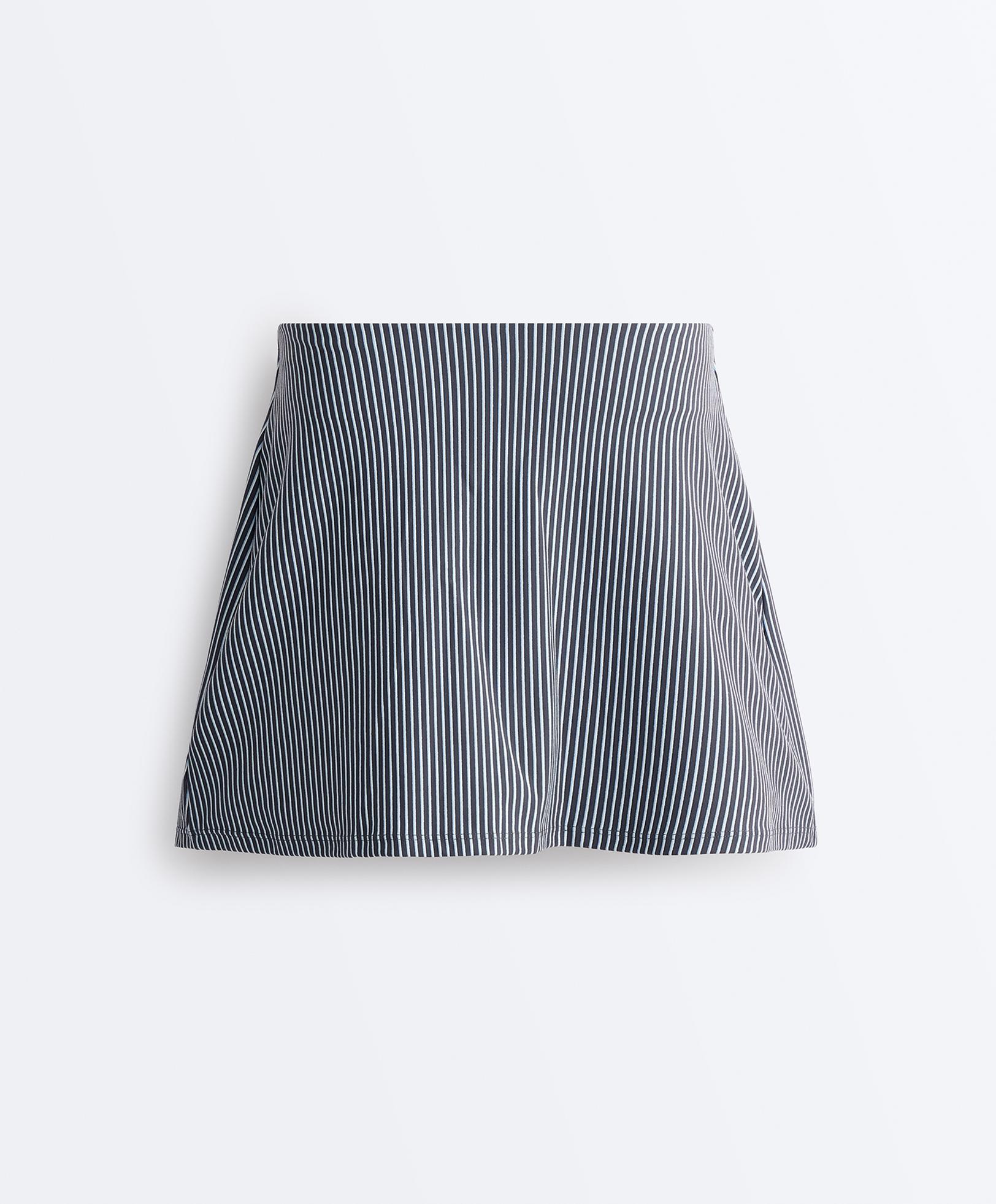 Evermove high rise striped short skirt — STEEL GREY