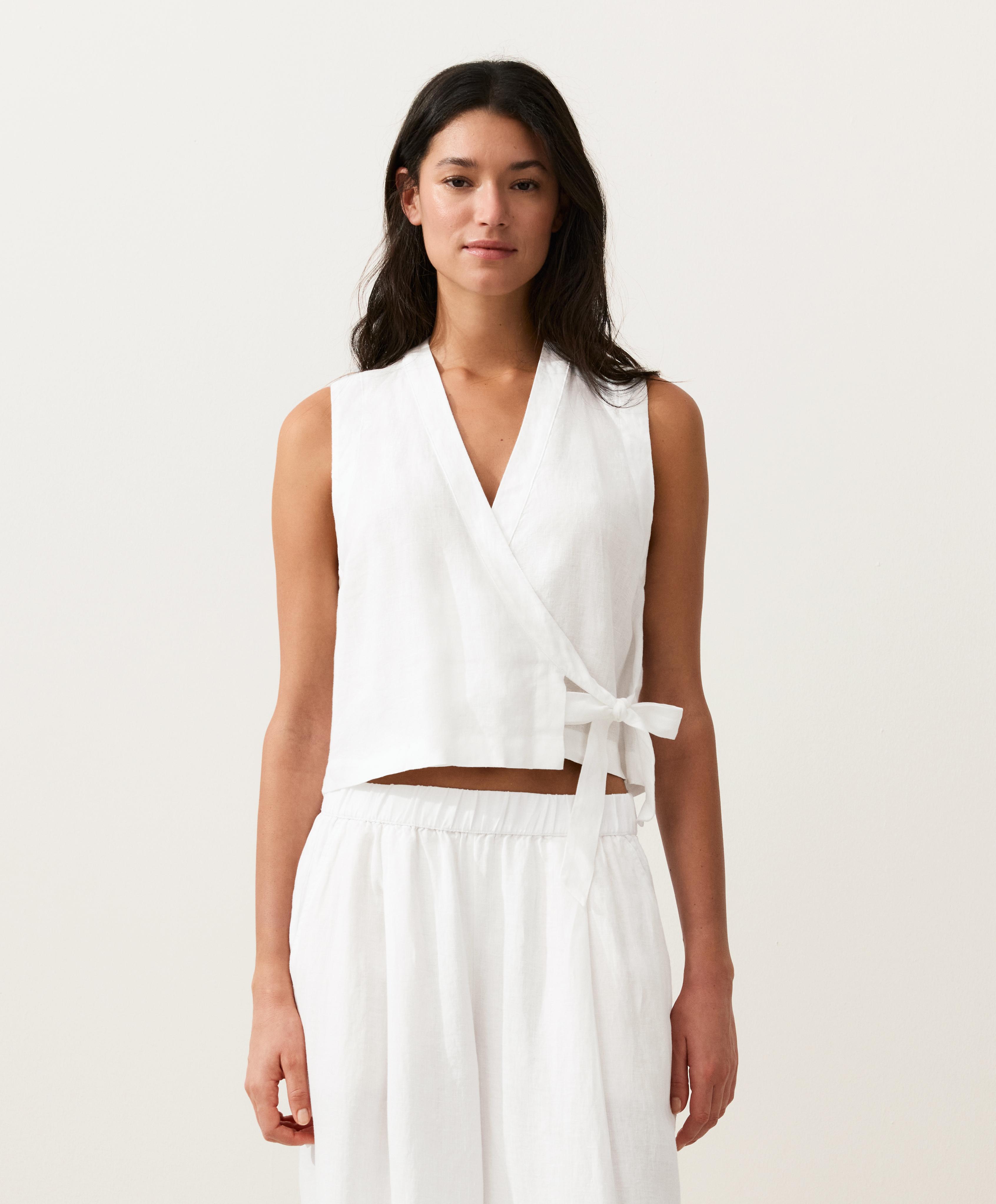 Zavinovací Top se zavazováním ze 100% lnu Zavinovací Top se zavazováním ze 100% lnu