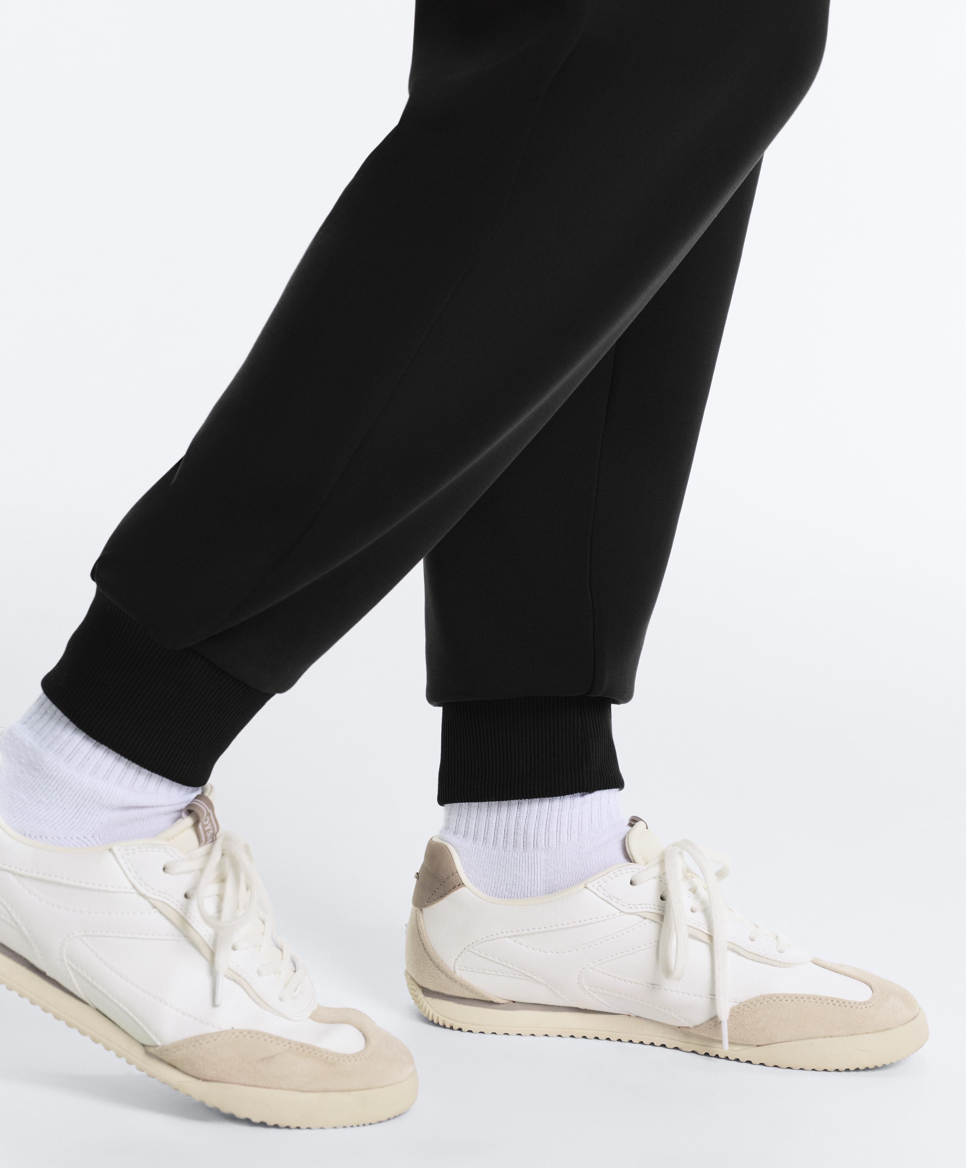 Slim-fit rib modal soft-touch joggers — BLACK