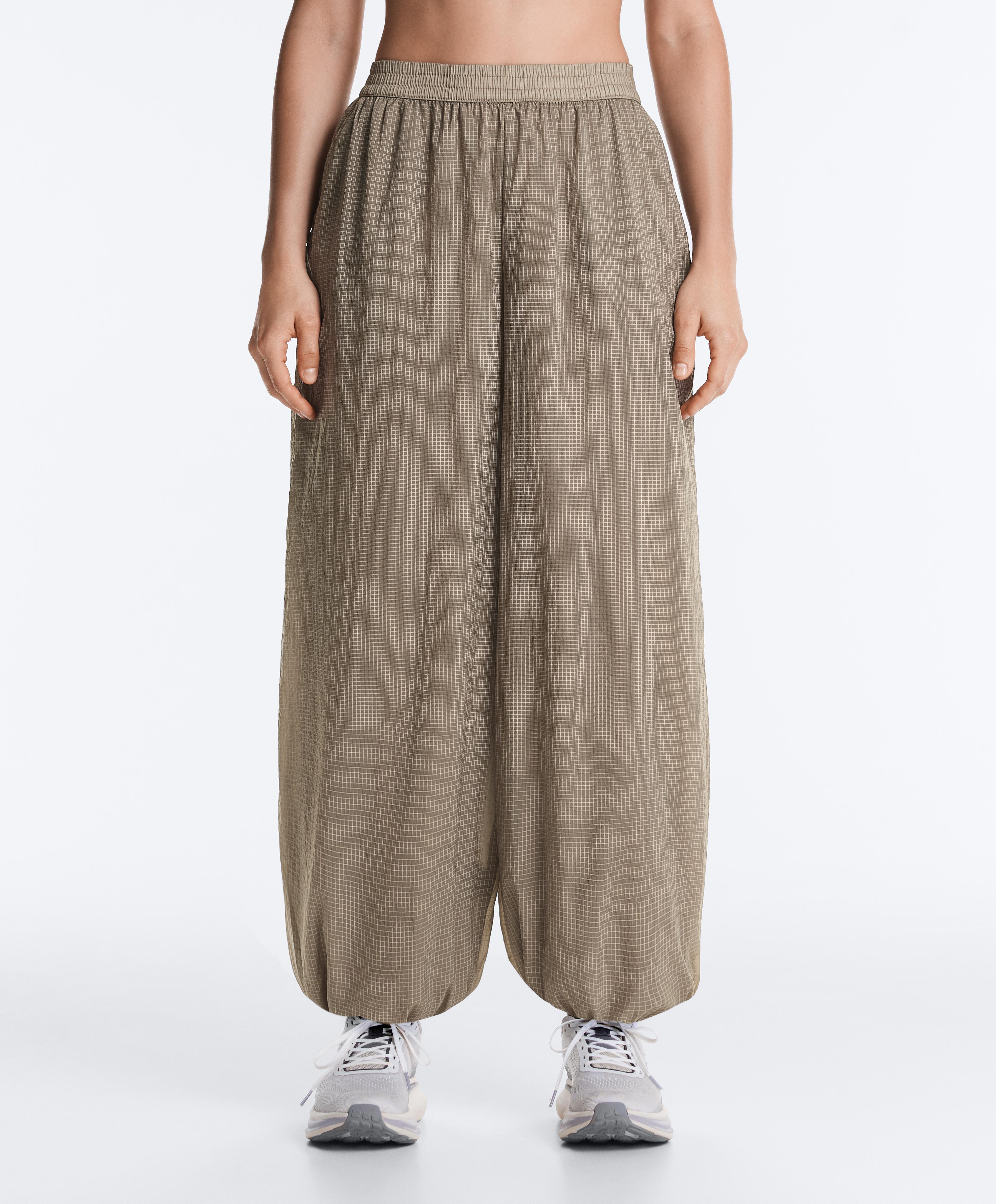 Checked technical bloomer trousers — MINK GREY