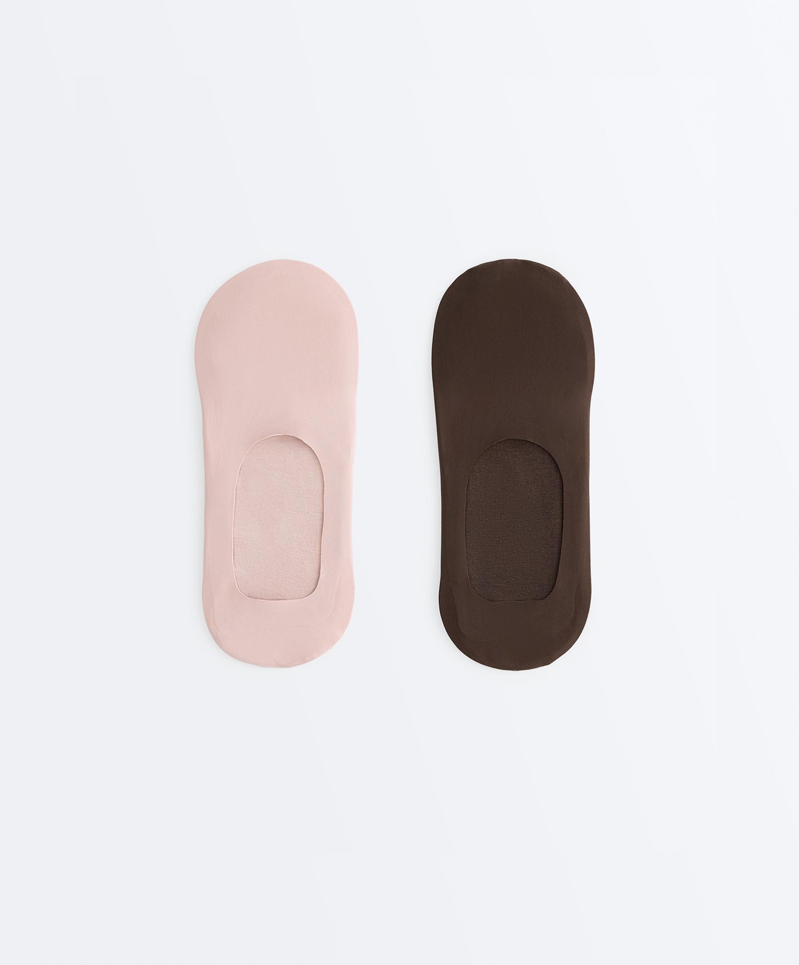 2 pairs of high-cut invisible microfibre socks — PALE PINK