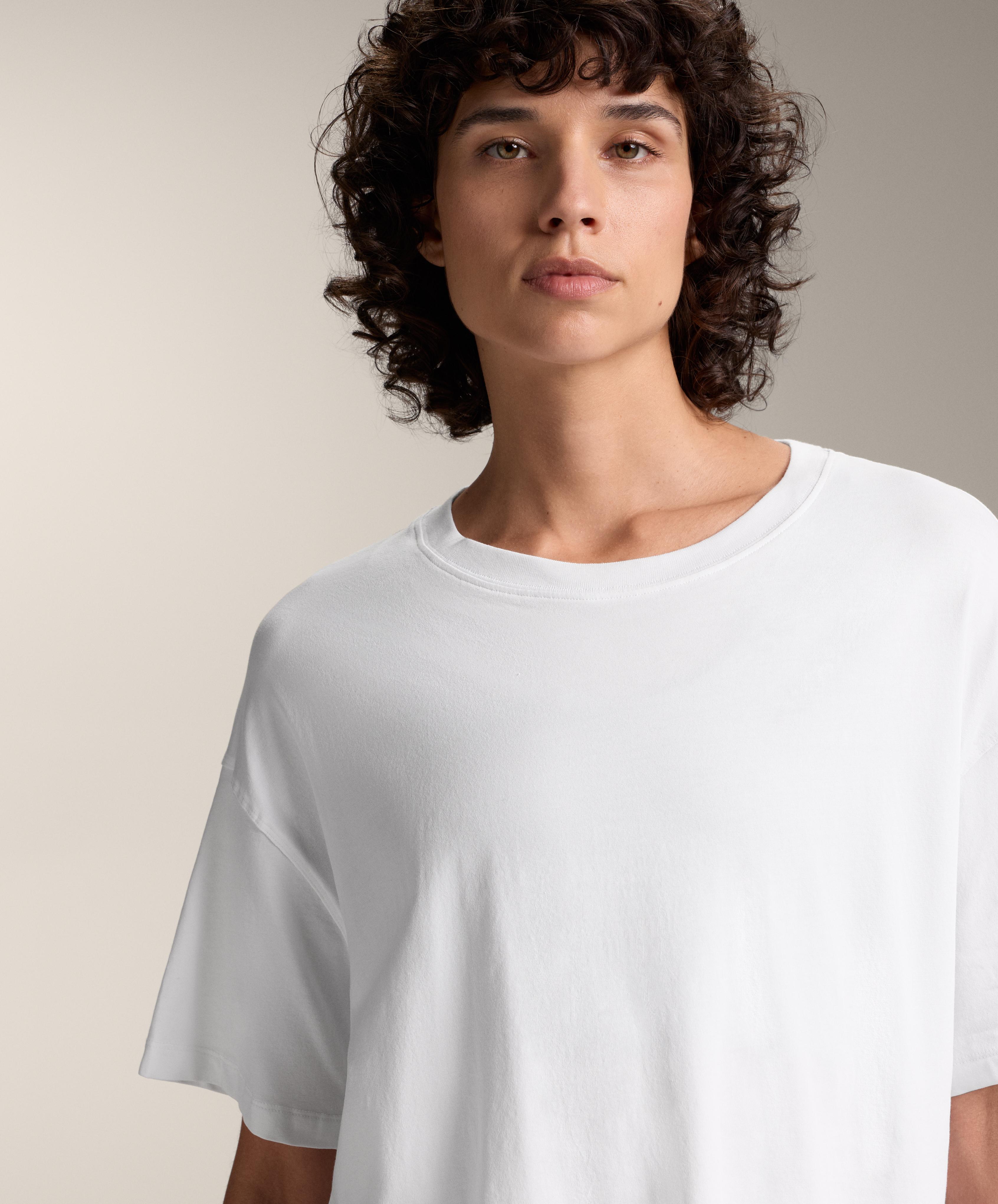 เสื้อยืดทรงหลวมแขนสั้นผ้าฝ้ายผสม เสื้อยืดทรงหลวมแขนสั้นผ้าฝ้ายผสม