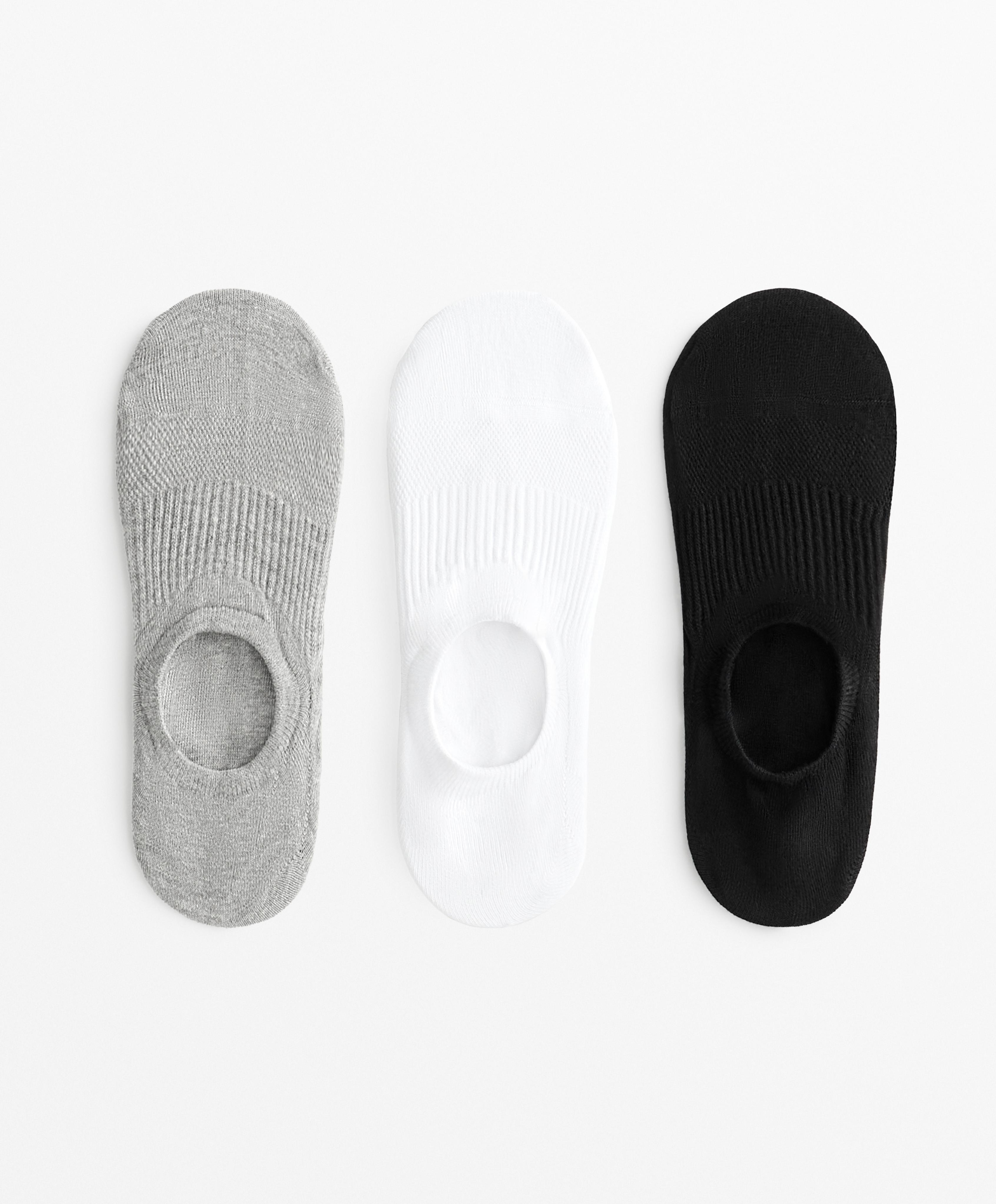 3 pairs of high-cut cotton blend invisible sports socks