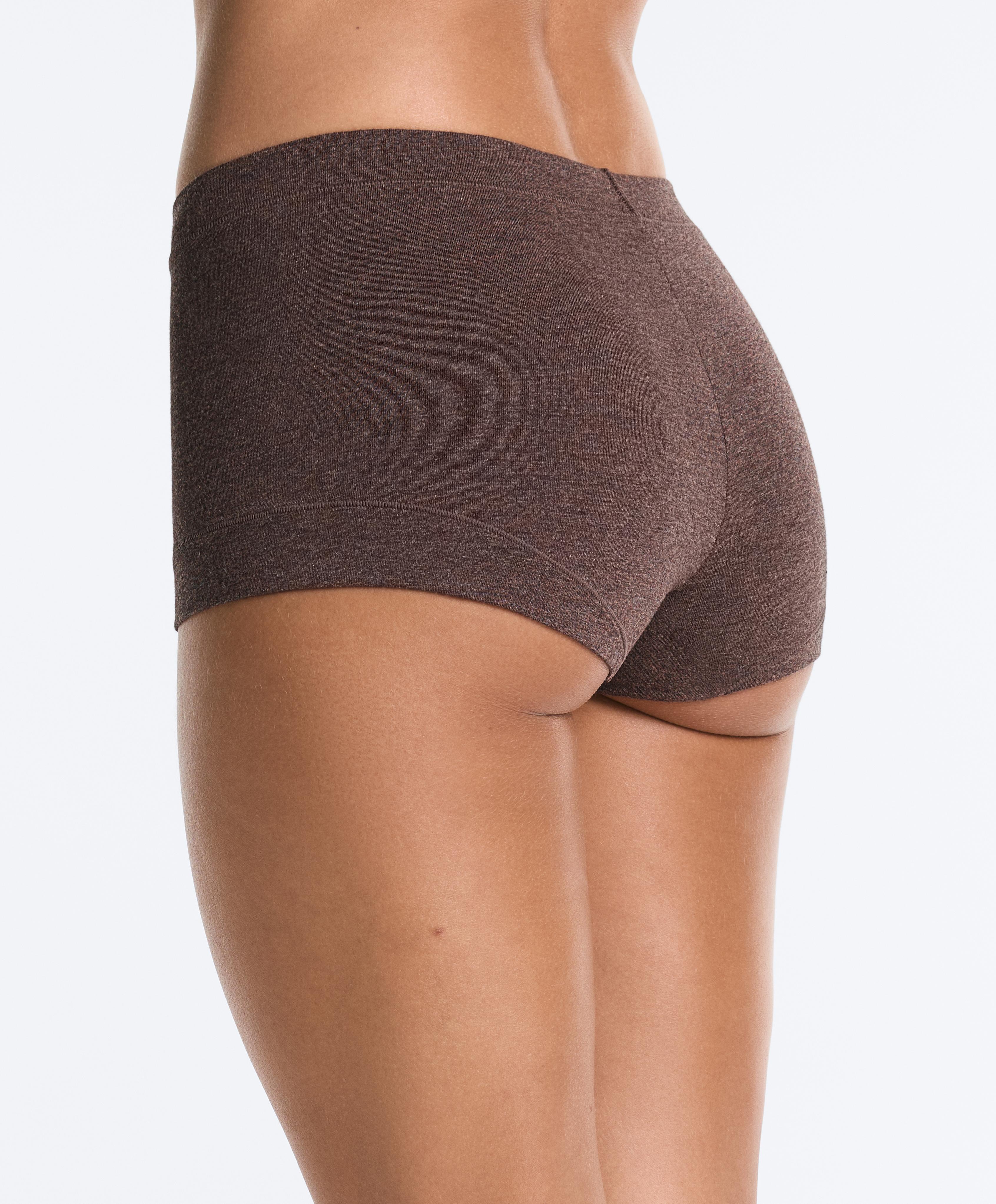 2 cotton blend shortie briefs — CHOCOLATE      