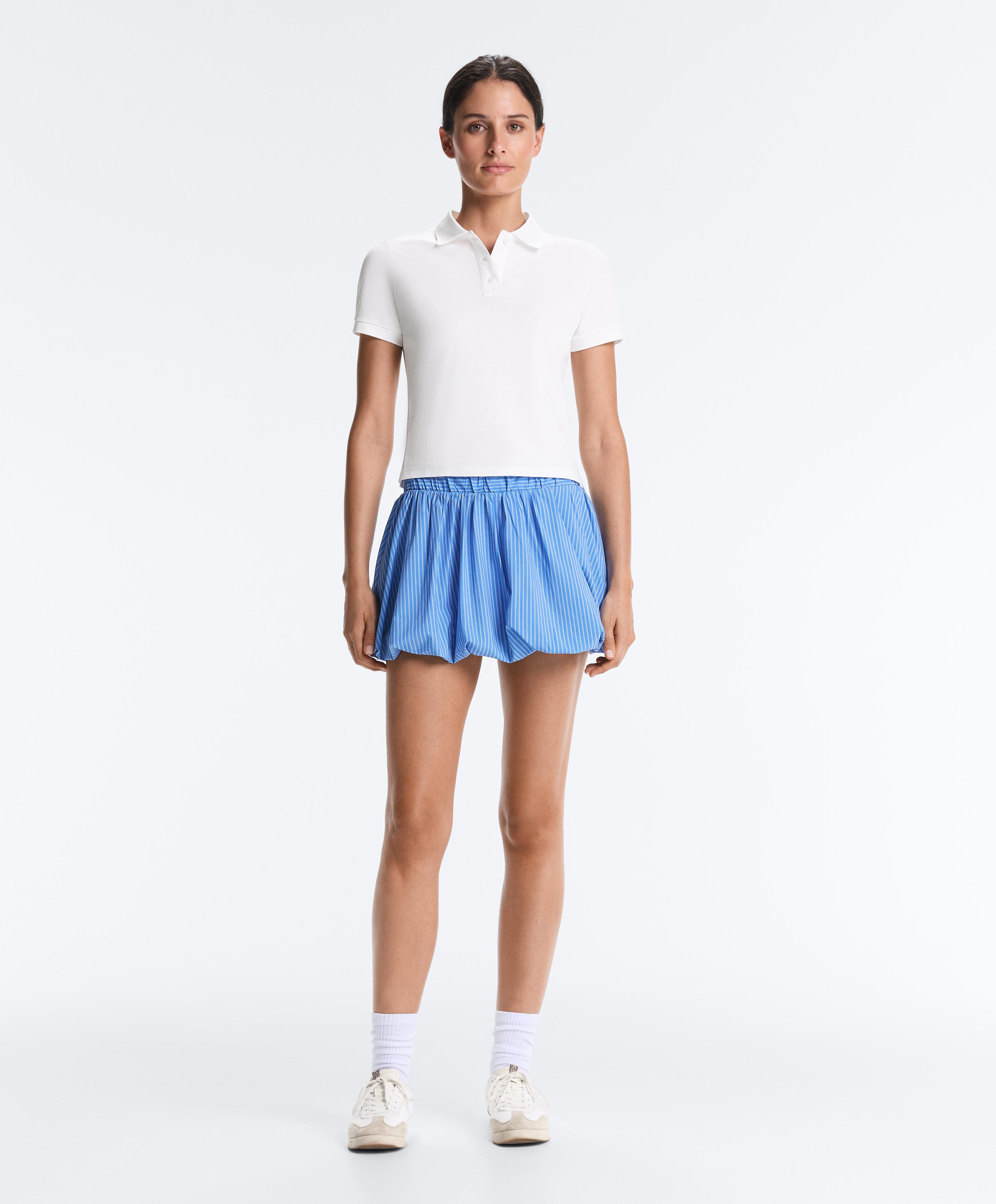 High rise Compressive stripe balloon skirt — PALE LAVENDER BLUE