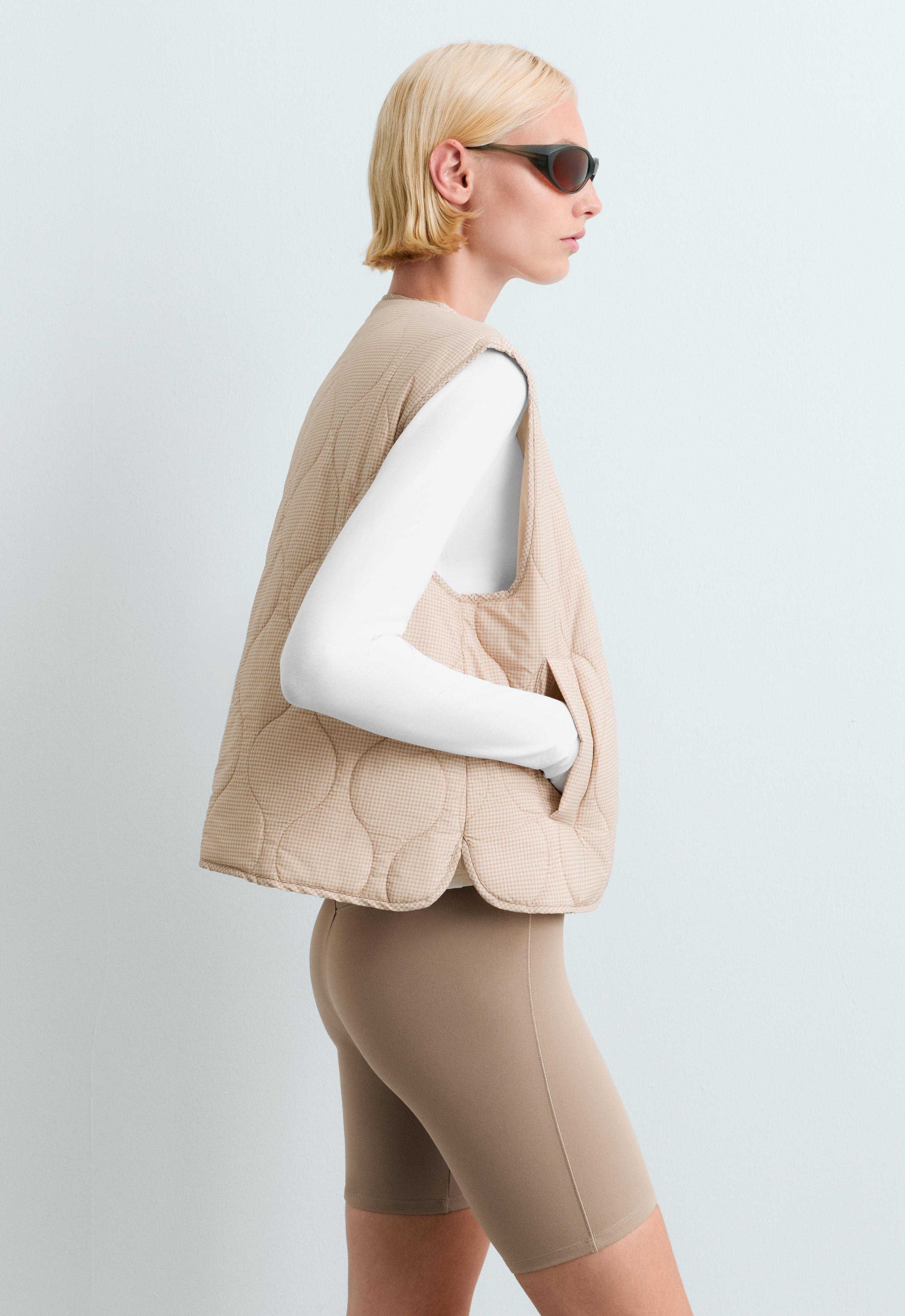 FELLEX® AEROGEL padded gingham gilet — BEIGE