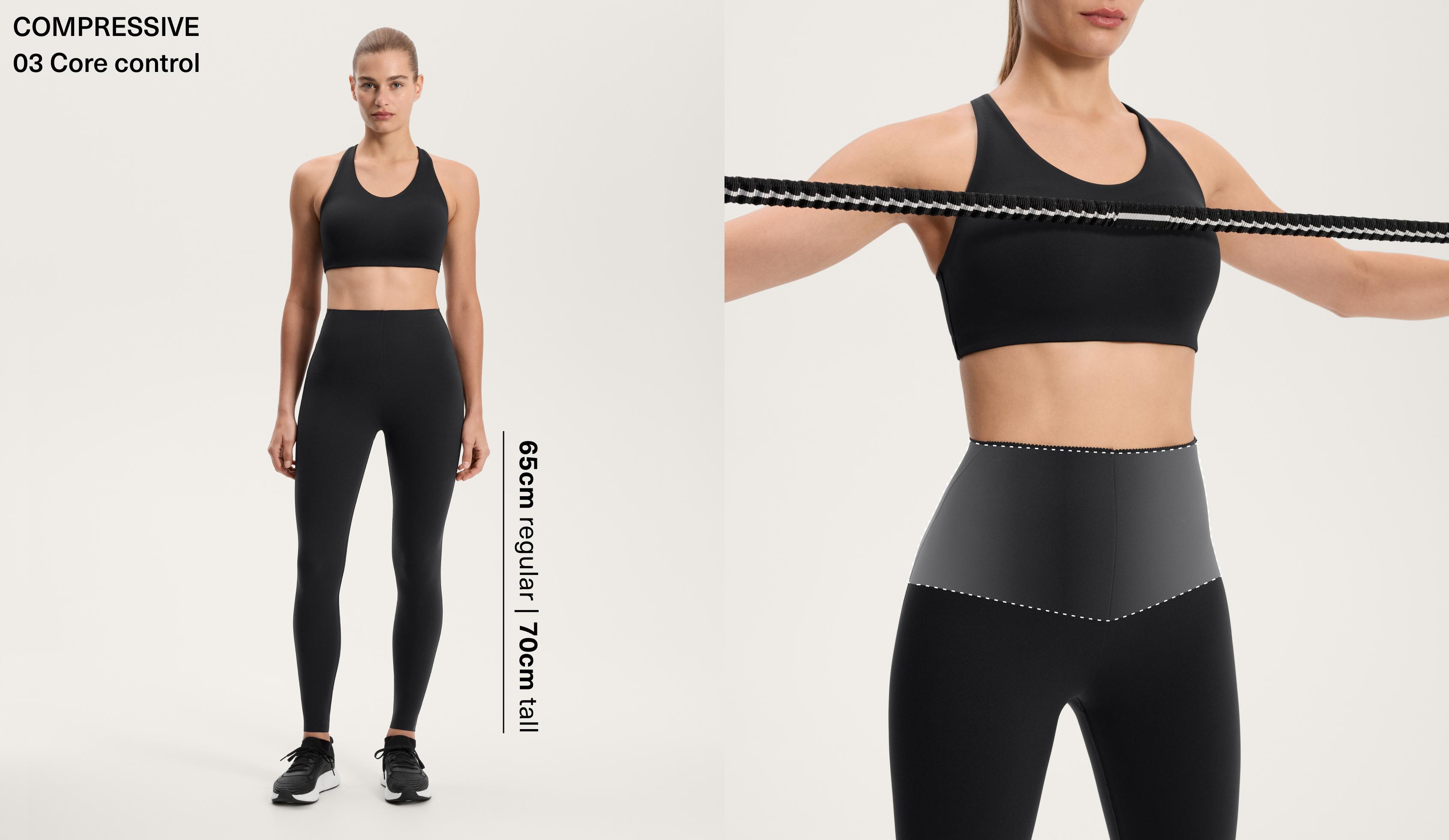 Compressive core control ankle-length leggings