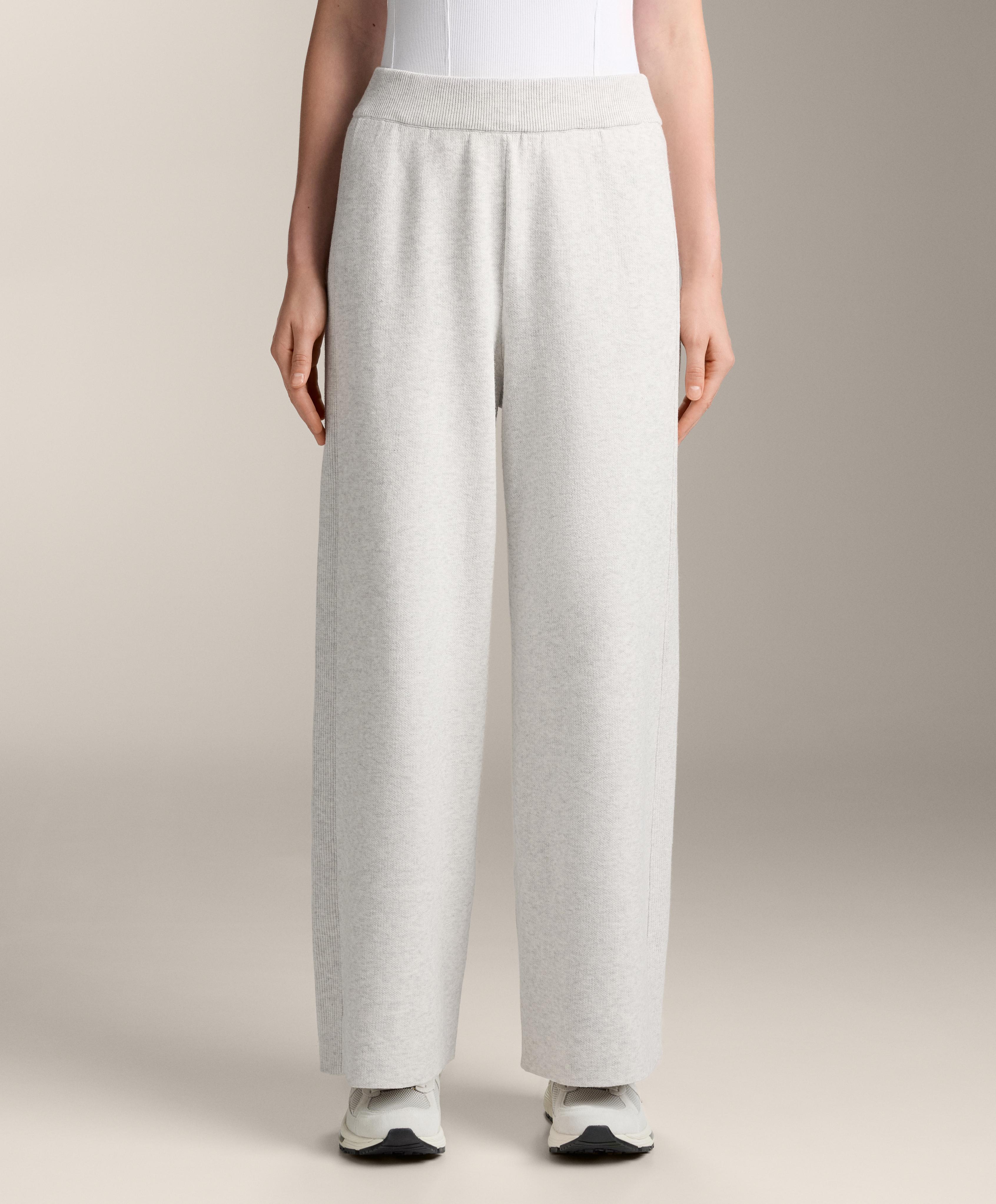 Rechte gebreid broek met rib-zijkant Rechte gebreid broek met rib-zijkant