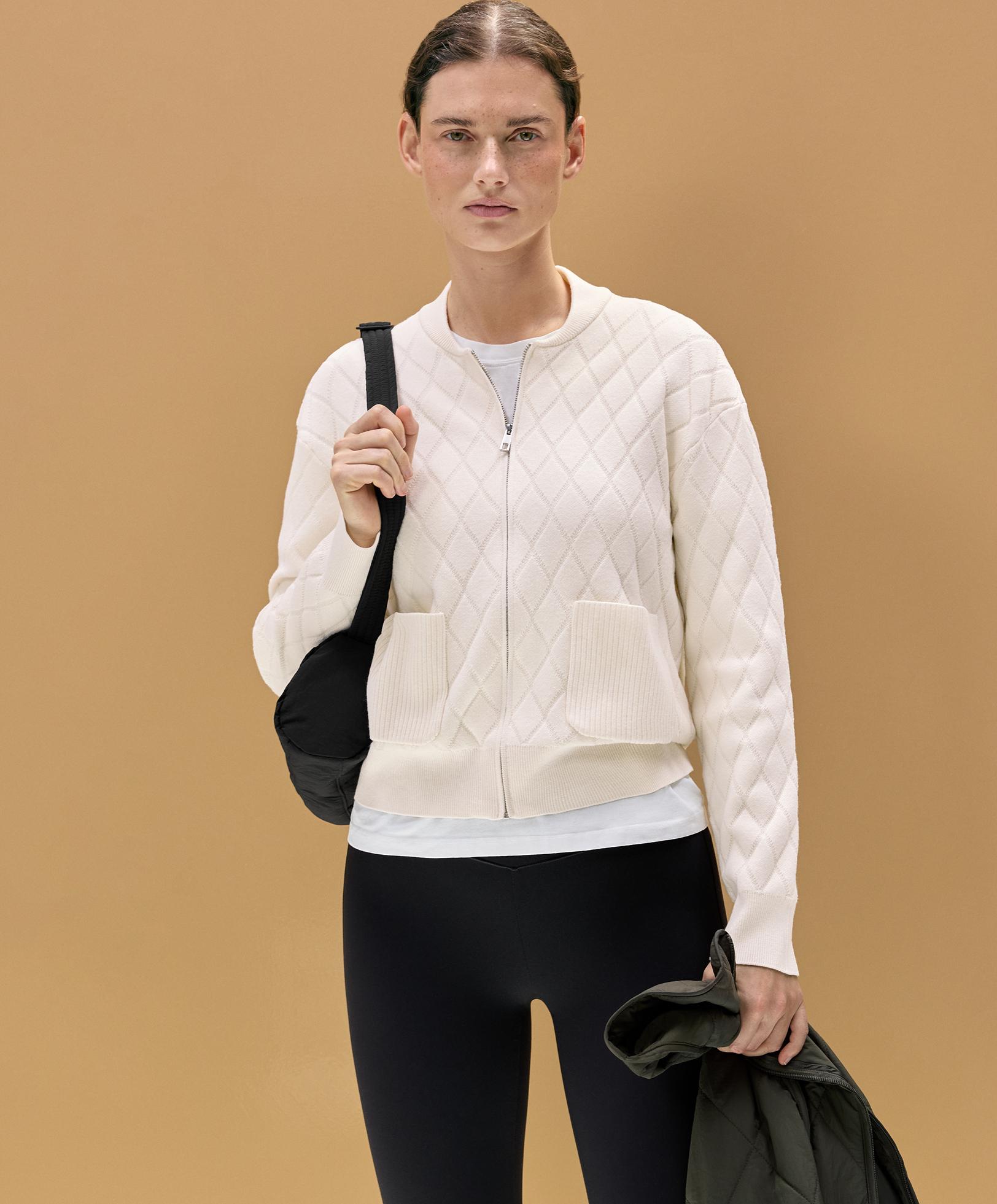 Argyle knit jacket — PALE ECRU