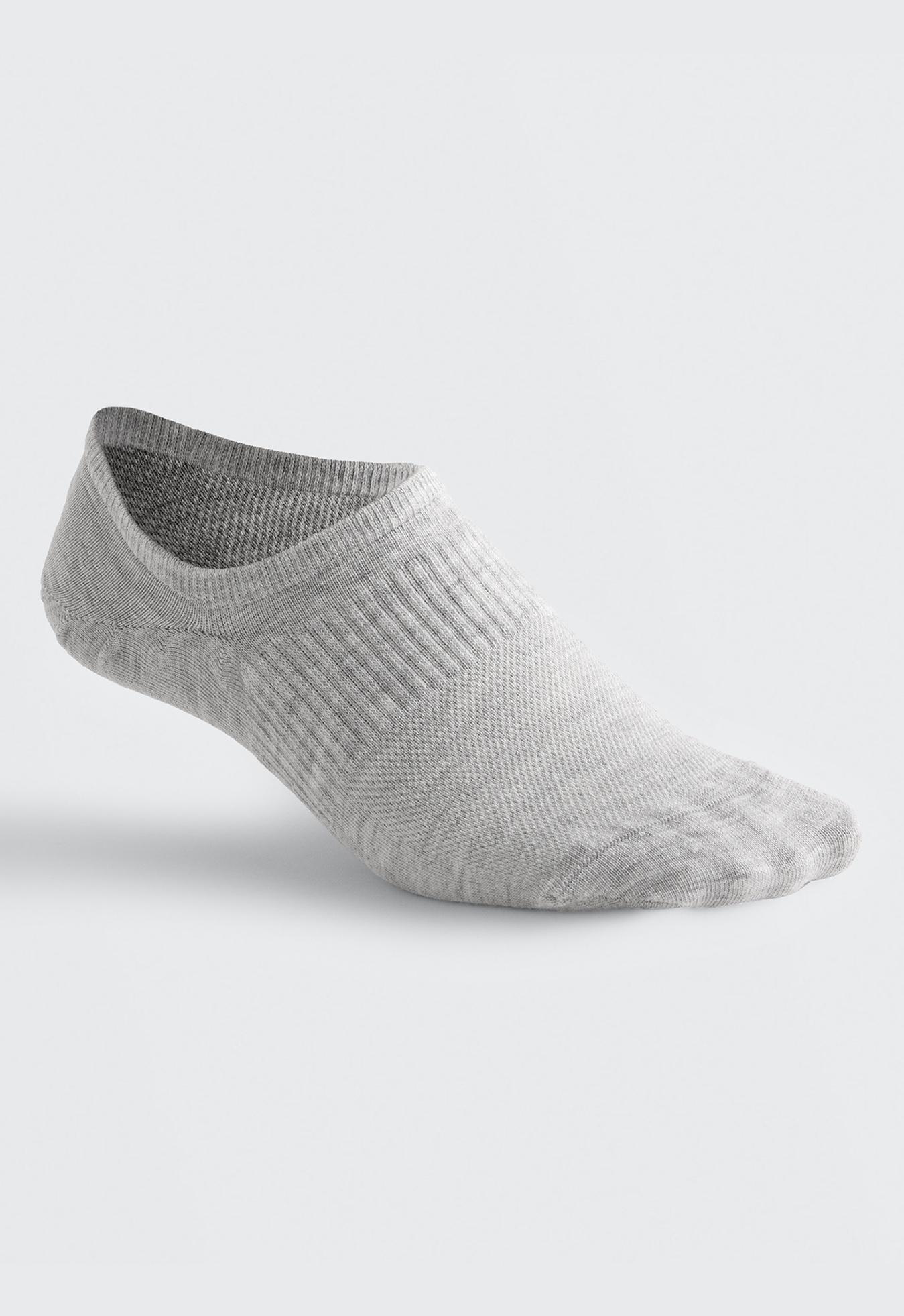 3 pairs of high-cut cotton blend invisible sports socks — PALE GREY MELANGE