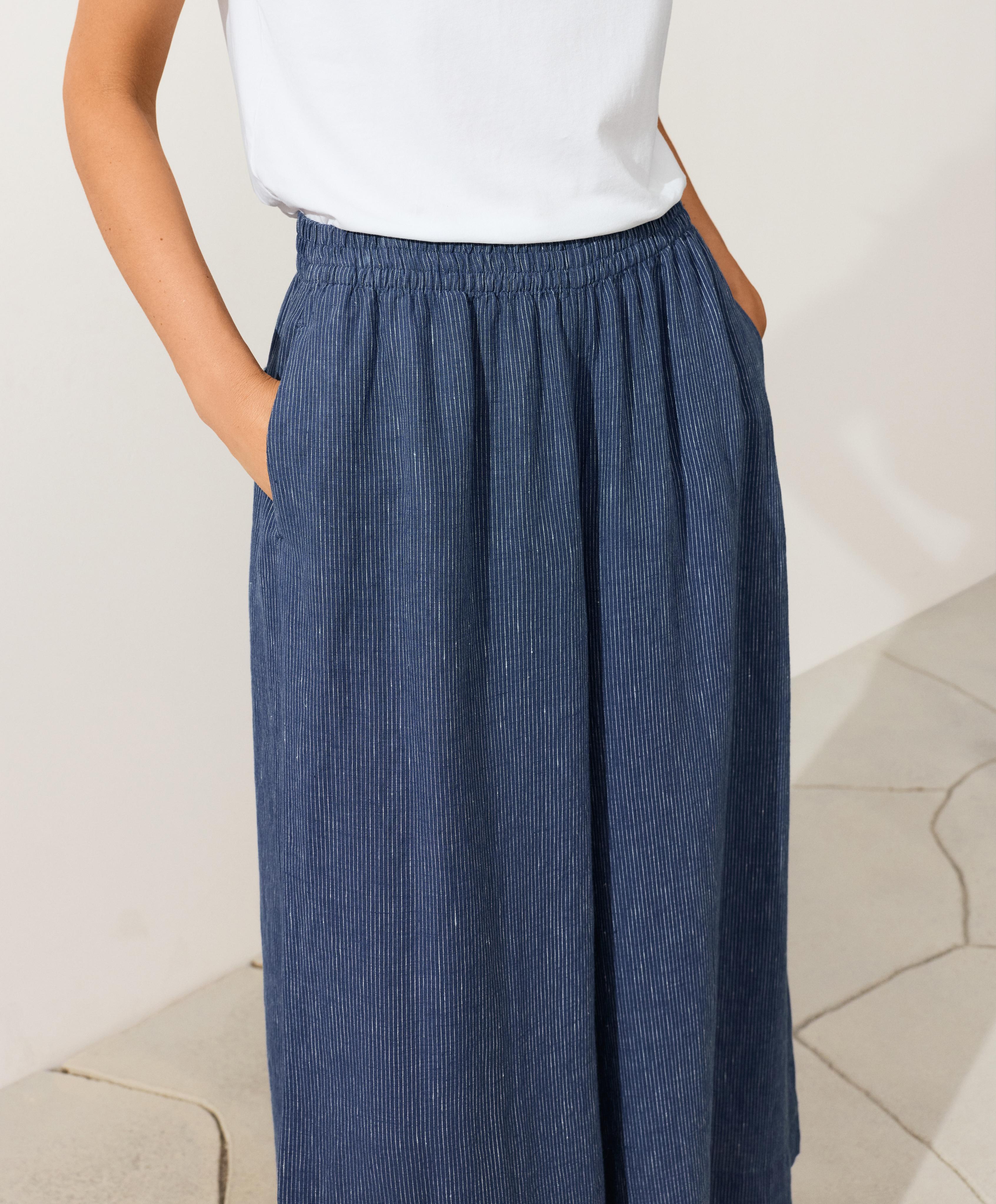 100% linen super wide-leg cropped trousers