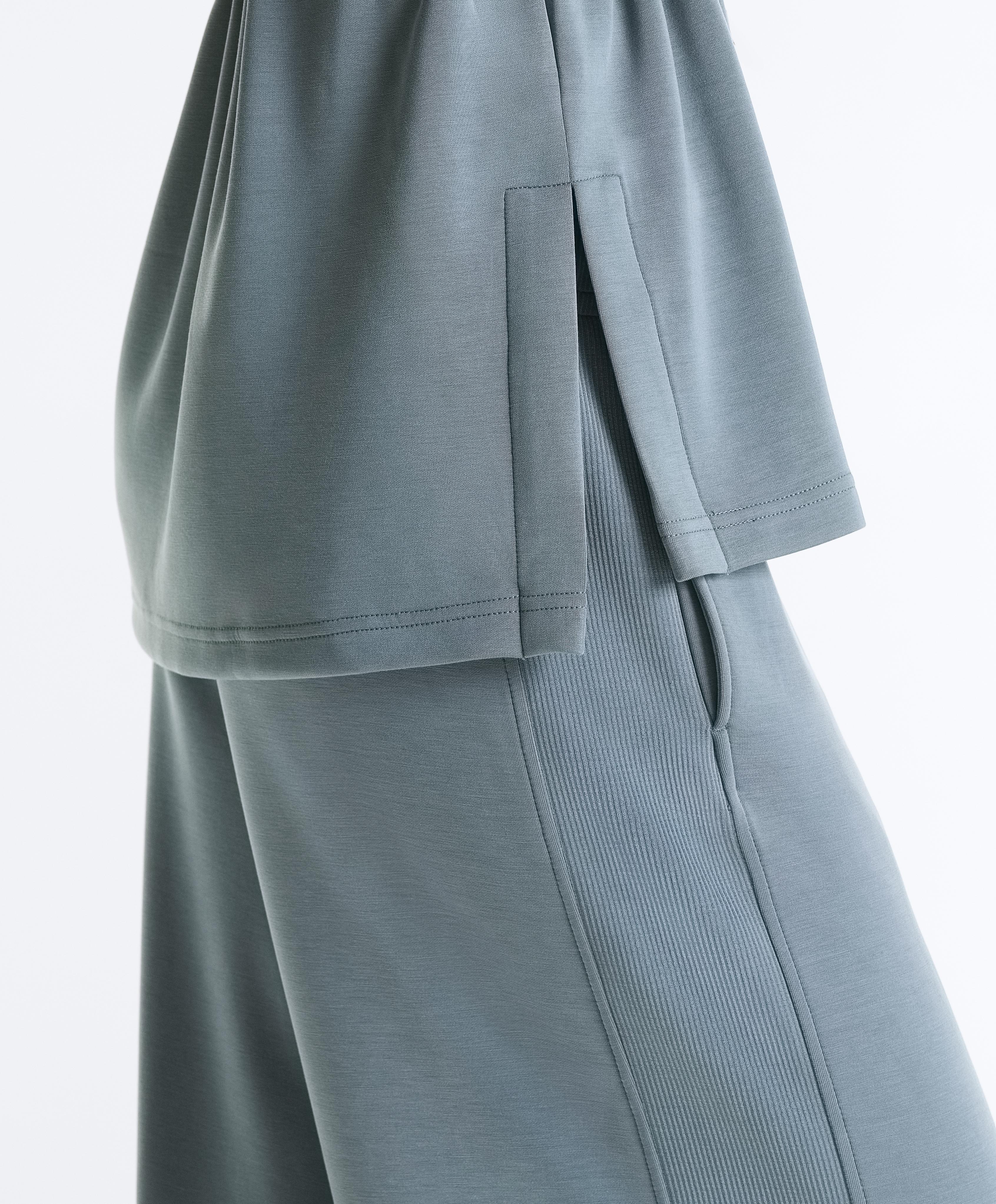 Half-zip sweatshirt with soft-touch modal — DARK GREY-BLUE