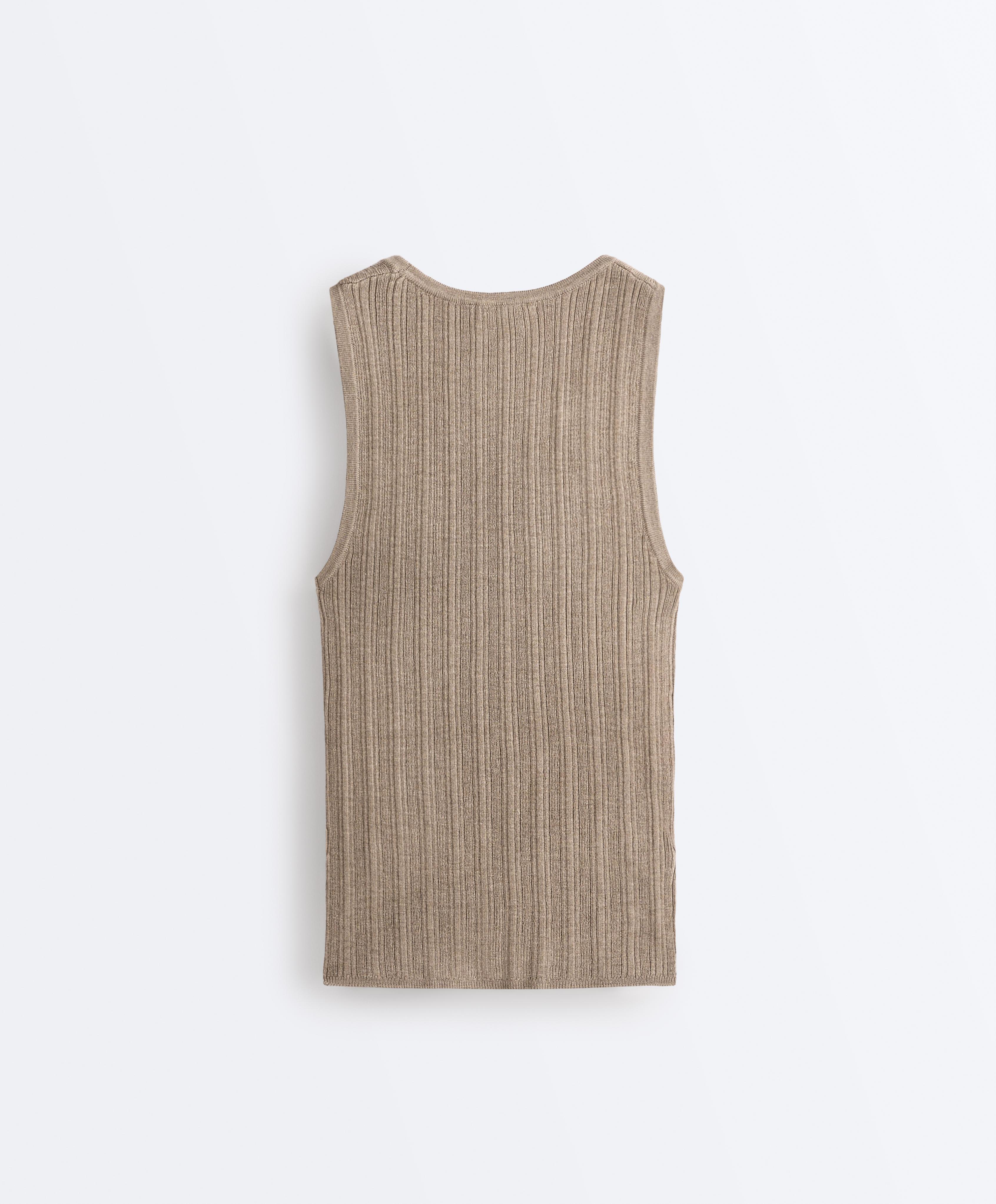 Rib knit top — DARK TAUPE